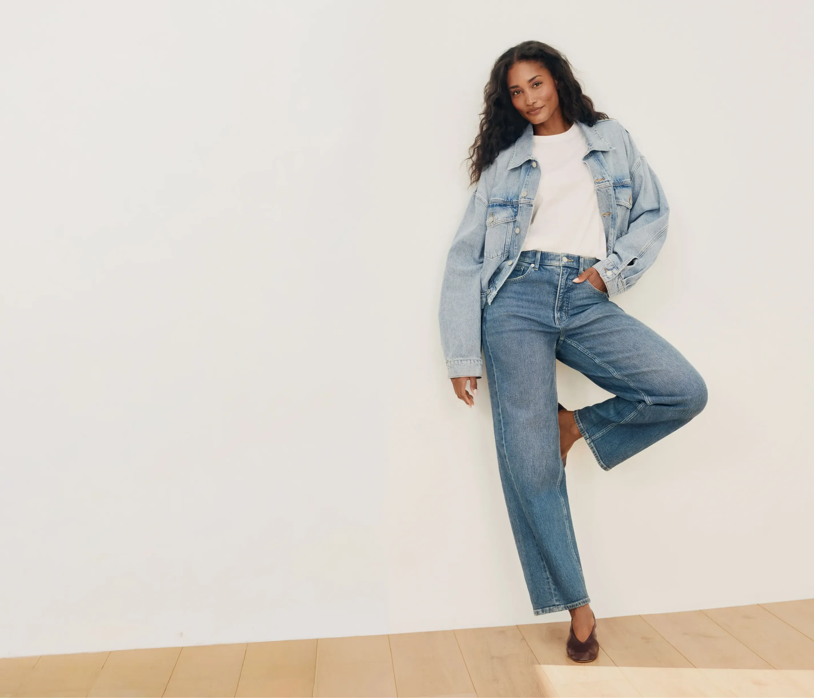 Woman wearing SPANX denim