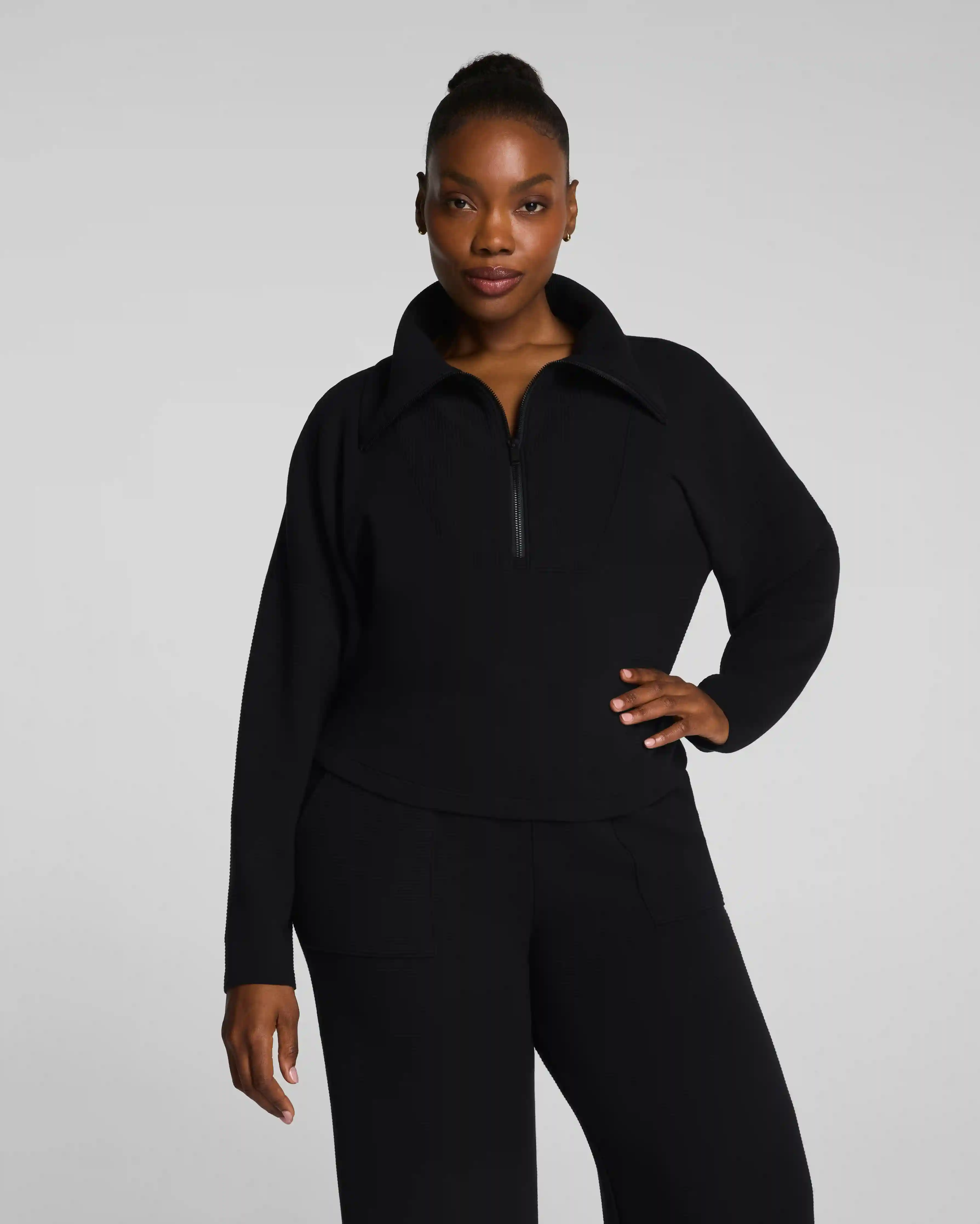 Alternative view of SPANX AirEssentials® French Rib Half Zip | Very Black
