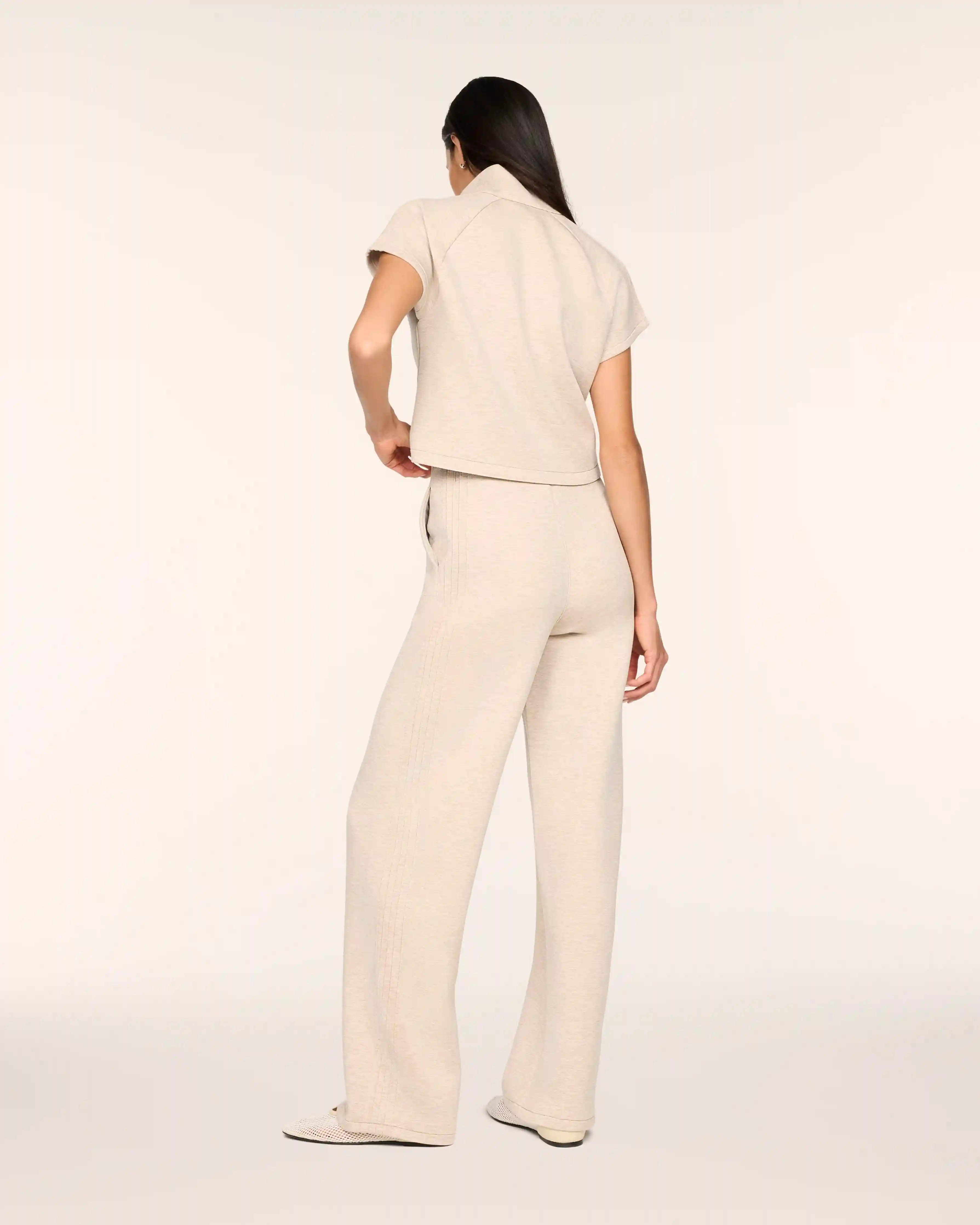 Alternative view of SPANX AirEssentials® Pintuck Half Zip Jumpsuit | Bone Heather