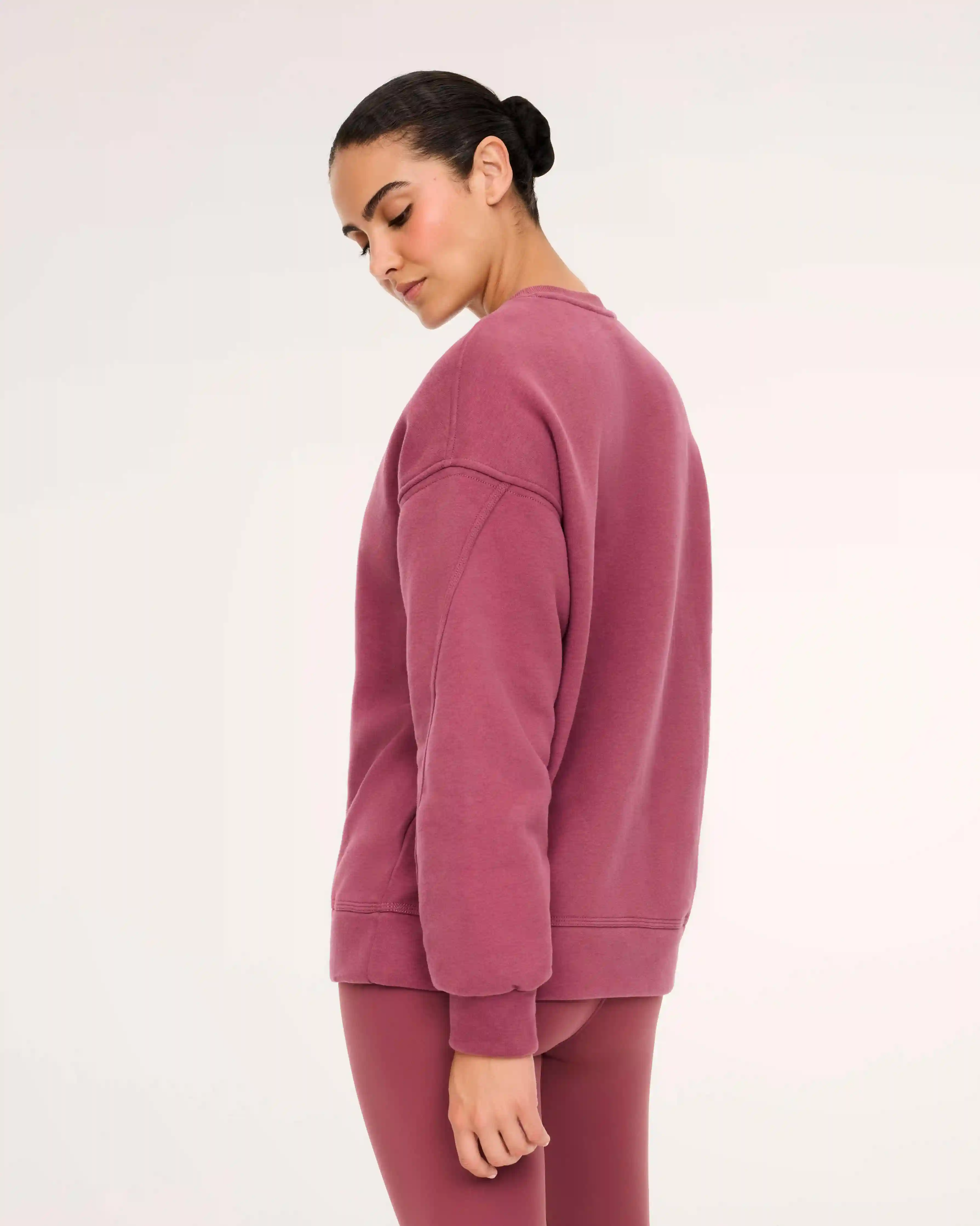 Alternative view of SPANX® BoostUp Cotton Fleece Crewneck Tunic | Rum Raisin