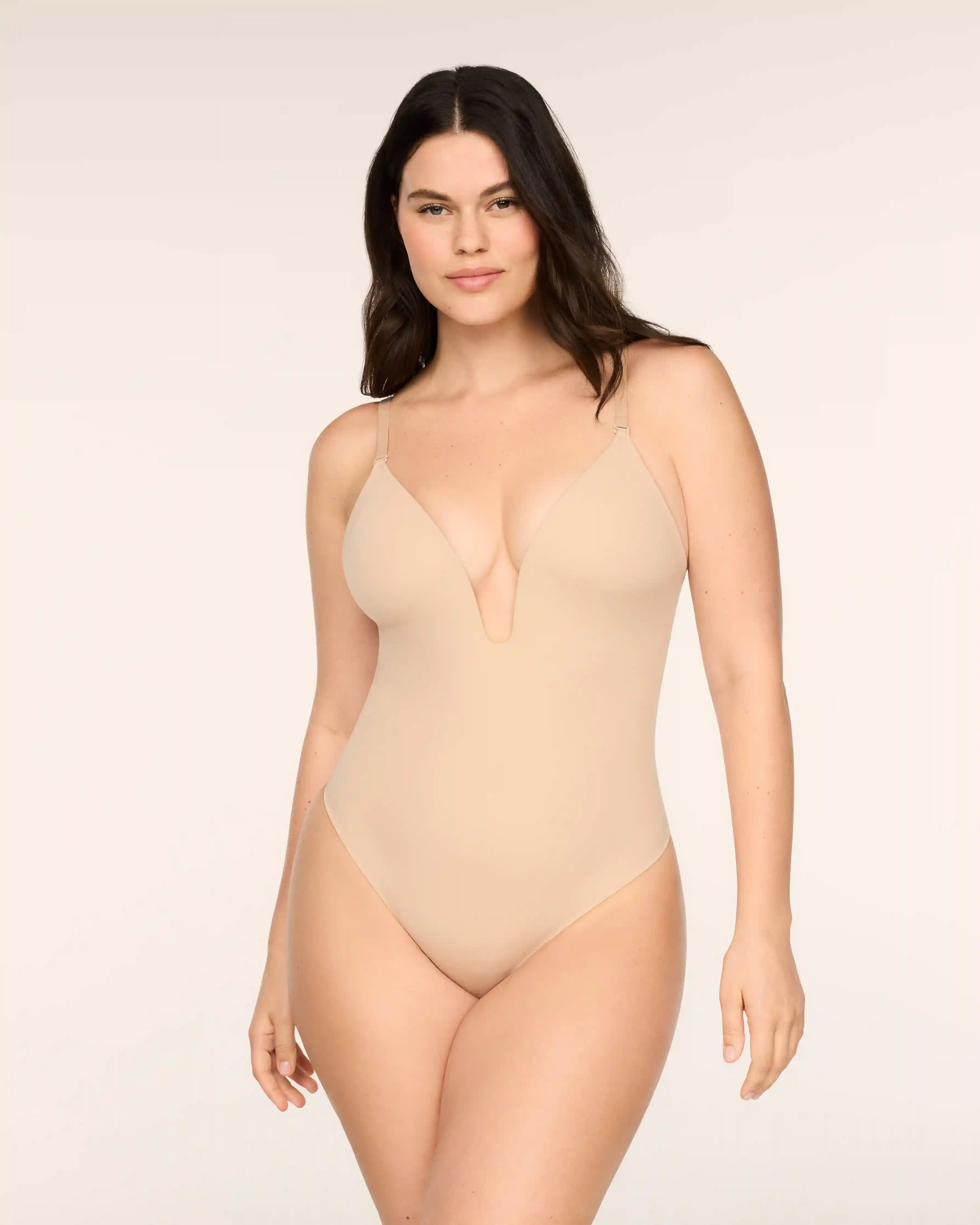 SPANXshape® Suit Your Fancy Plunge Low-Back Thong Bodysuit | Chai