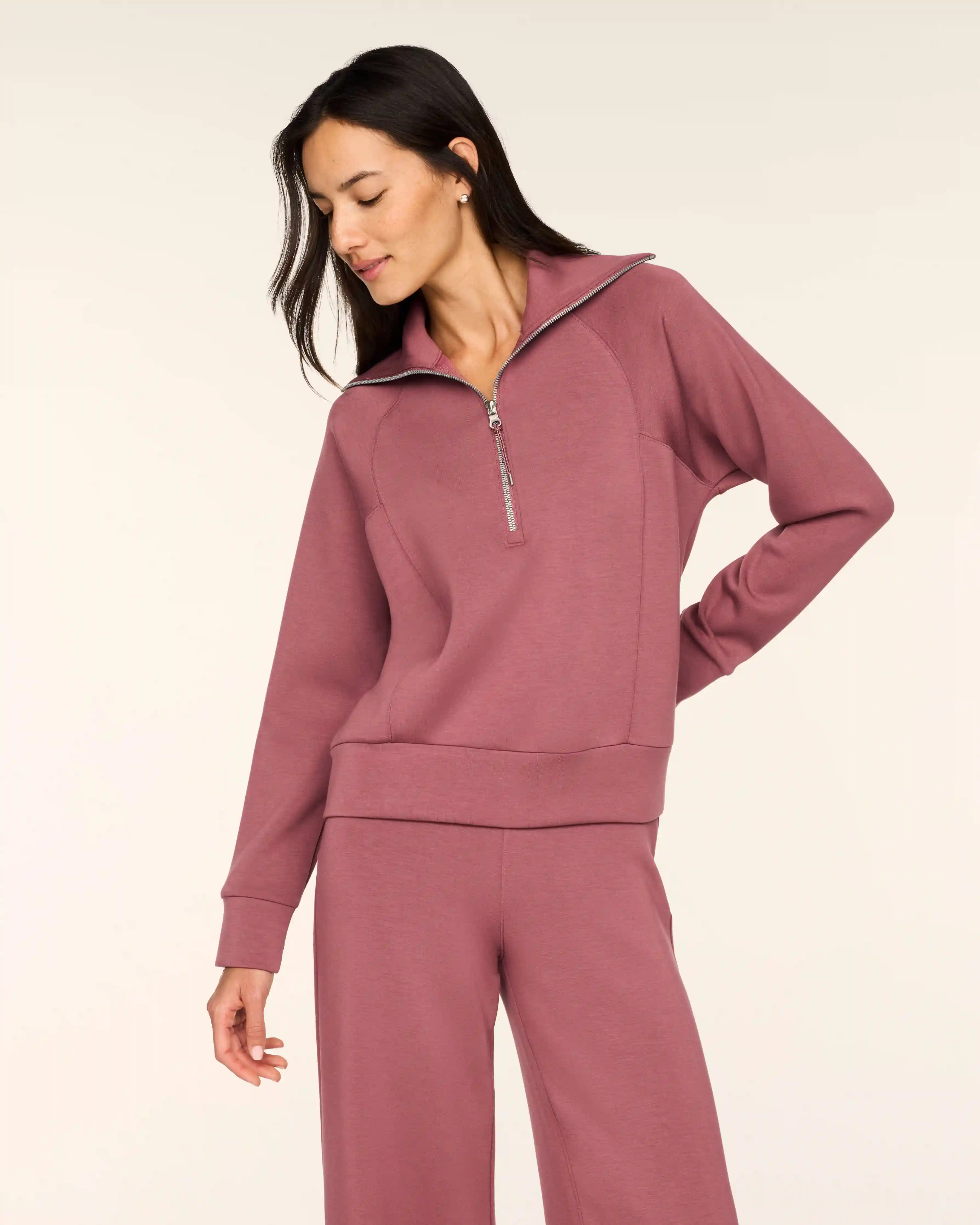 SPANX AirEssentials® Half Zip | Rum Raisin