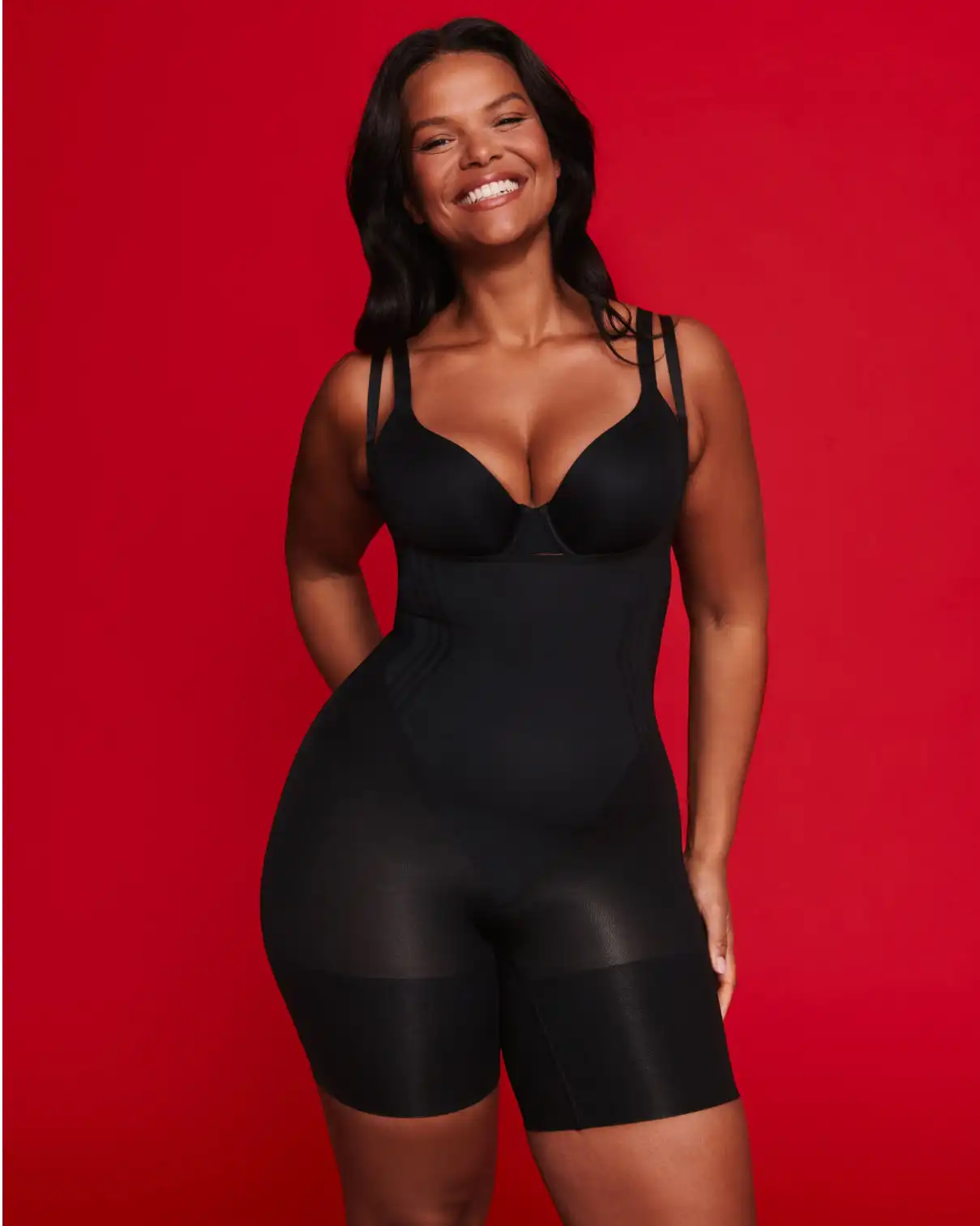 SPANXsculpt®  GoFigure Open-Bust Mid-Thigh Bodysuit | Very Black