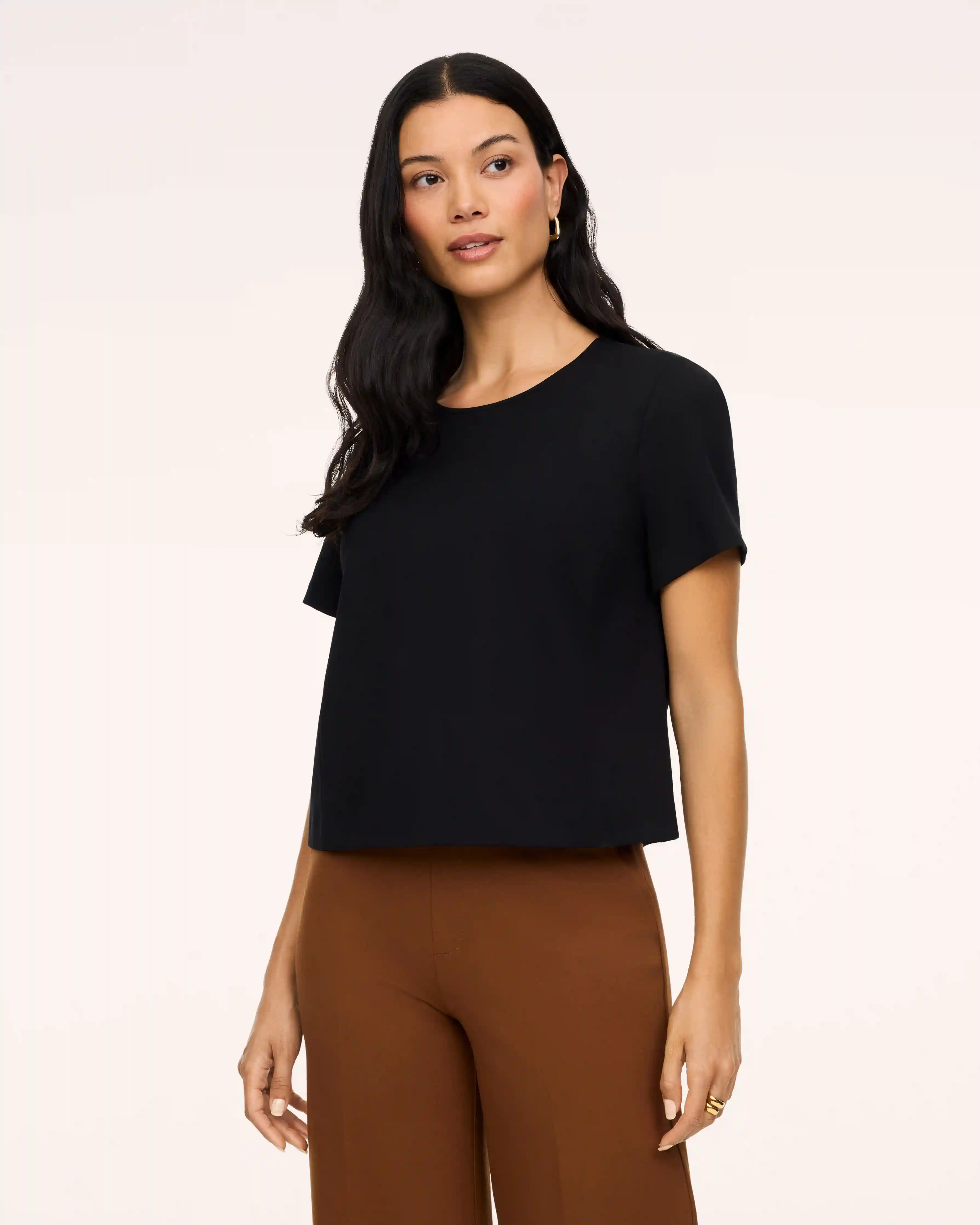 SPANX® Ponte Crewneck Cropped Tee | Classic Black