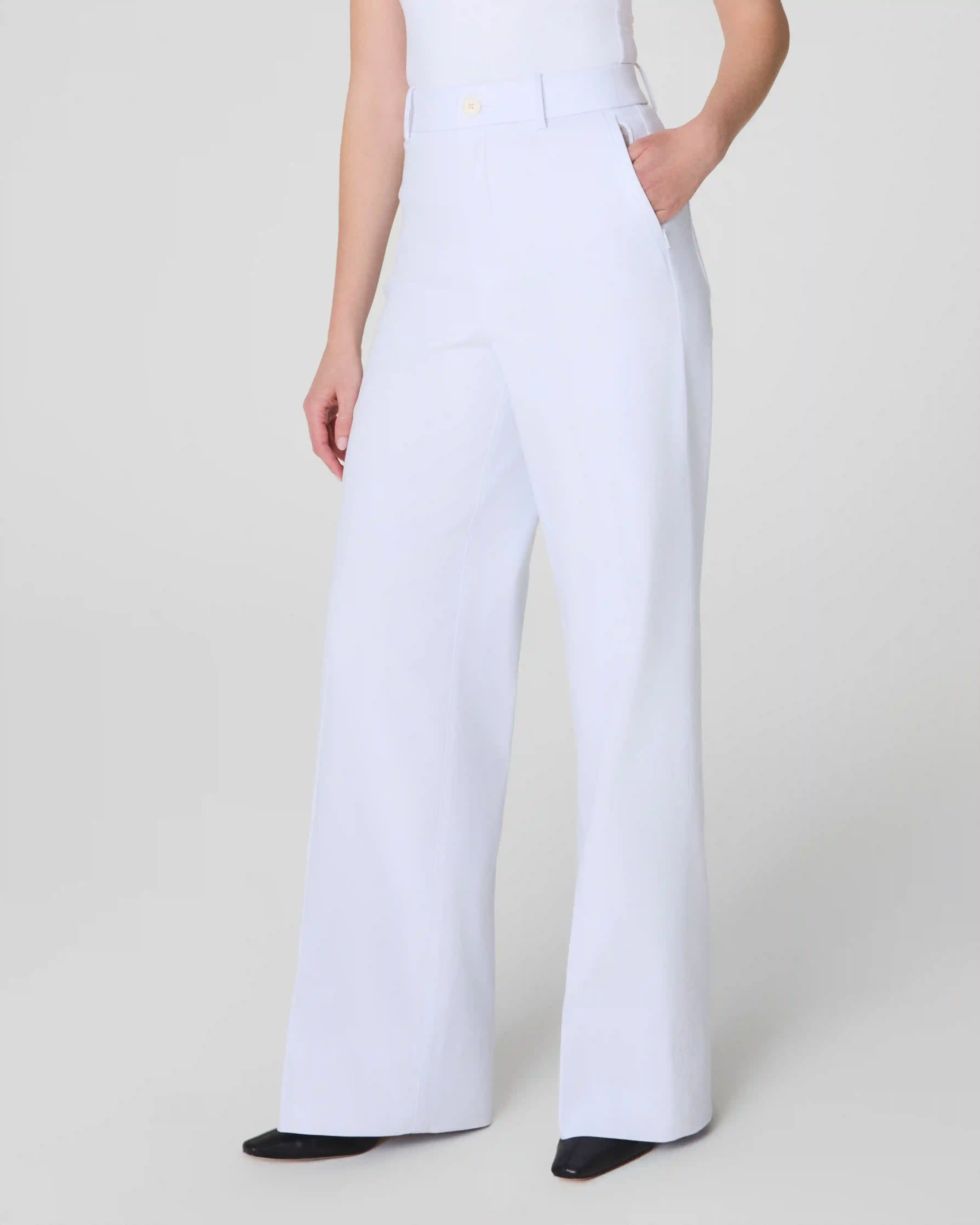 Alternative view of SPANXsupersmooth®  Stretch Twill Wide Leg Pant | Classic White