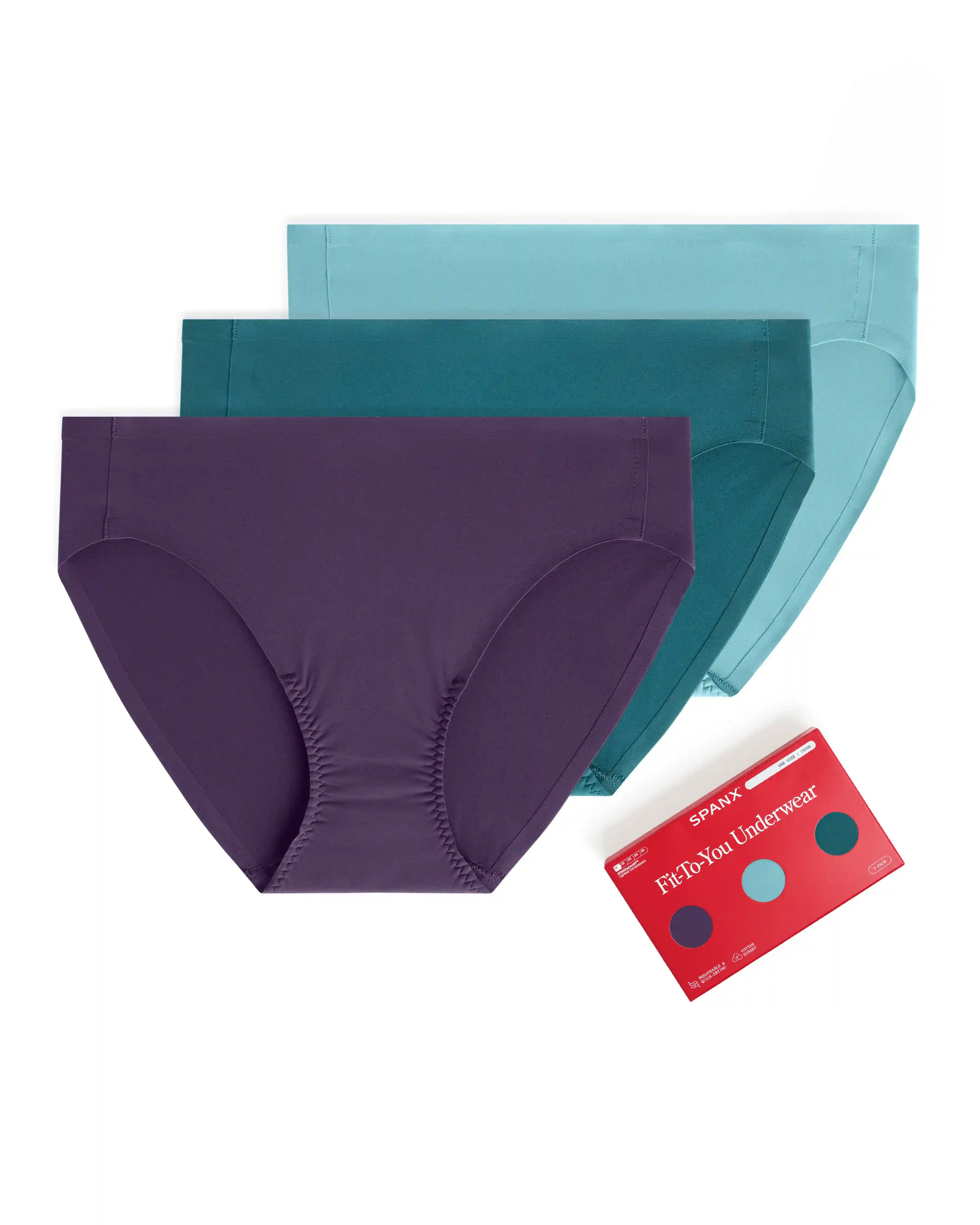 SPANXsmooth® Fit-To-You Bikini 3-Pack Box | Evening Lilac/Spruce/Patina