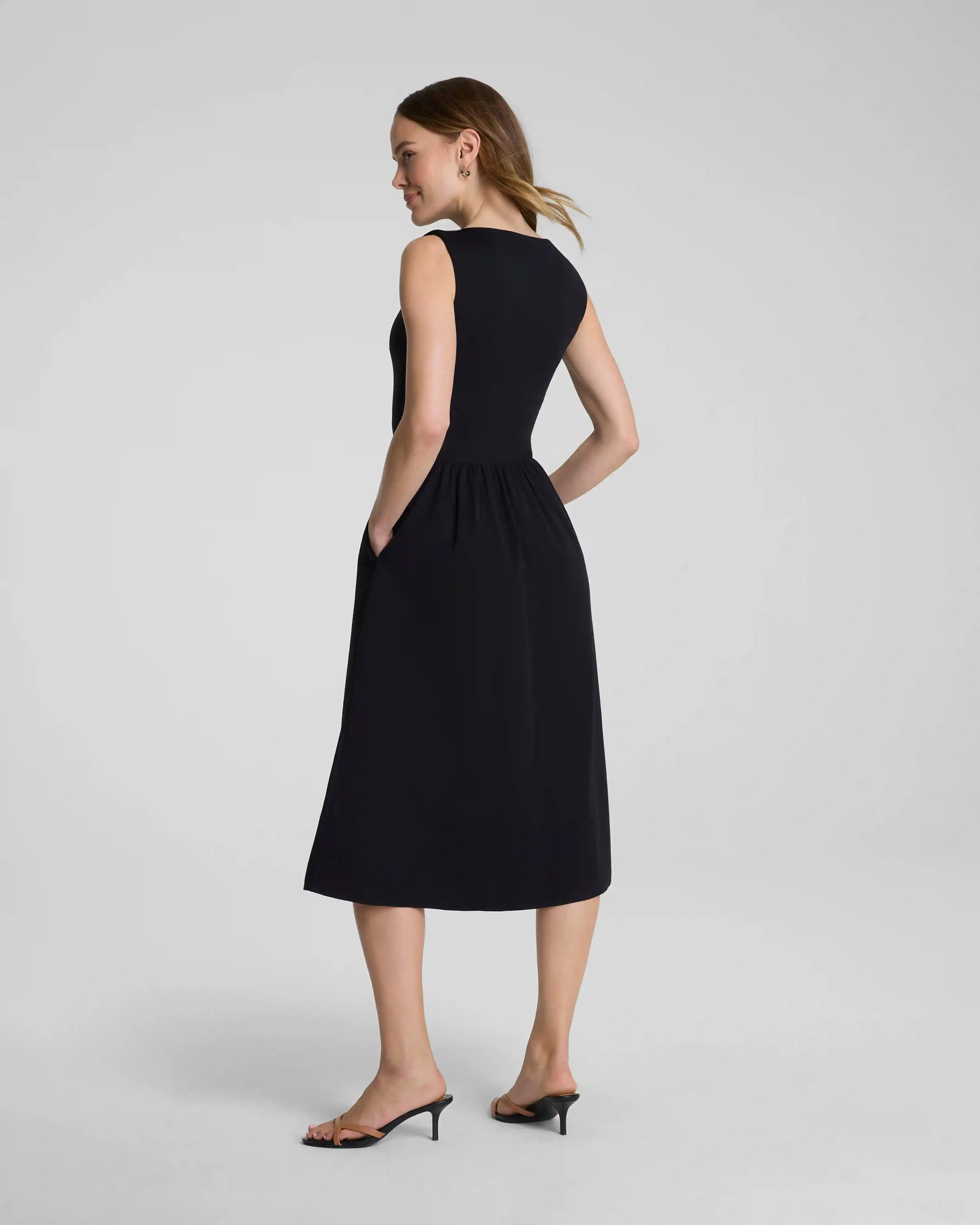 Alternative view of SPANXsmooth®  Jersey High Neck Midi Dress | Classic Black