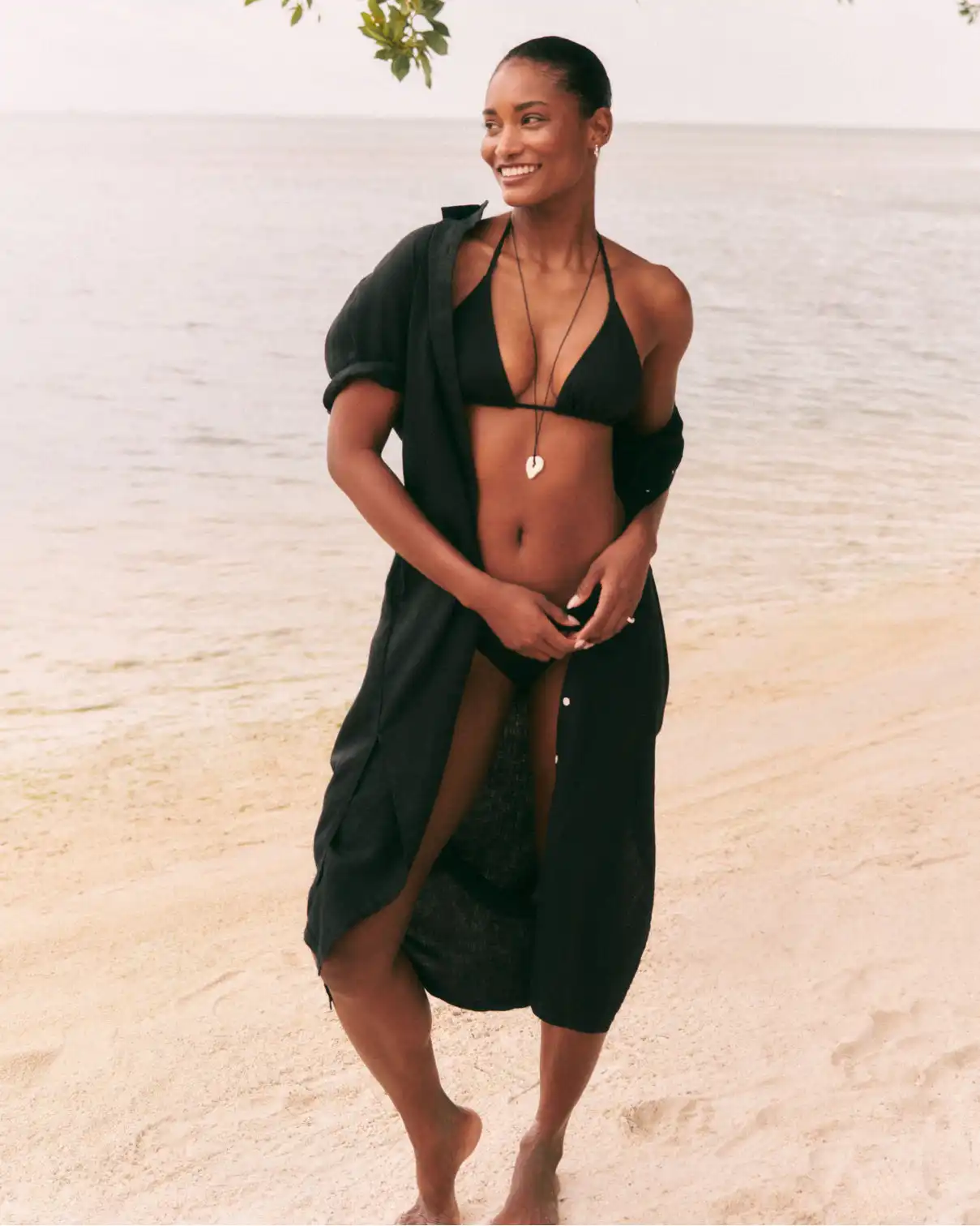 Alternative view of SPANXsmooth®  Swim String Bikini Top | Very Black