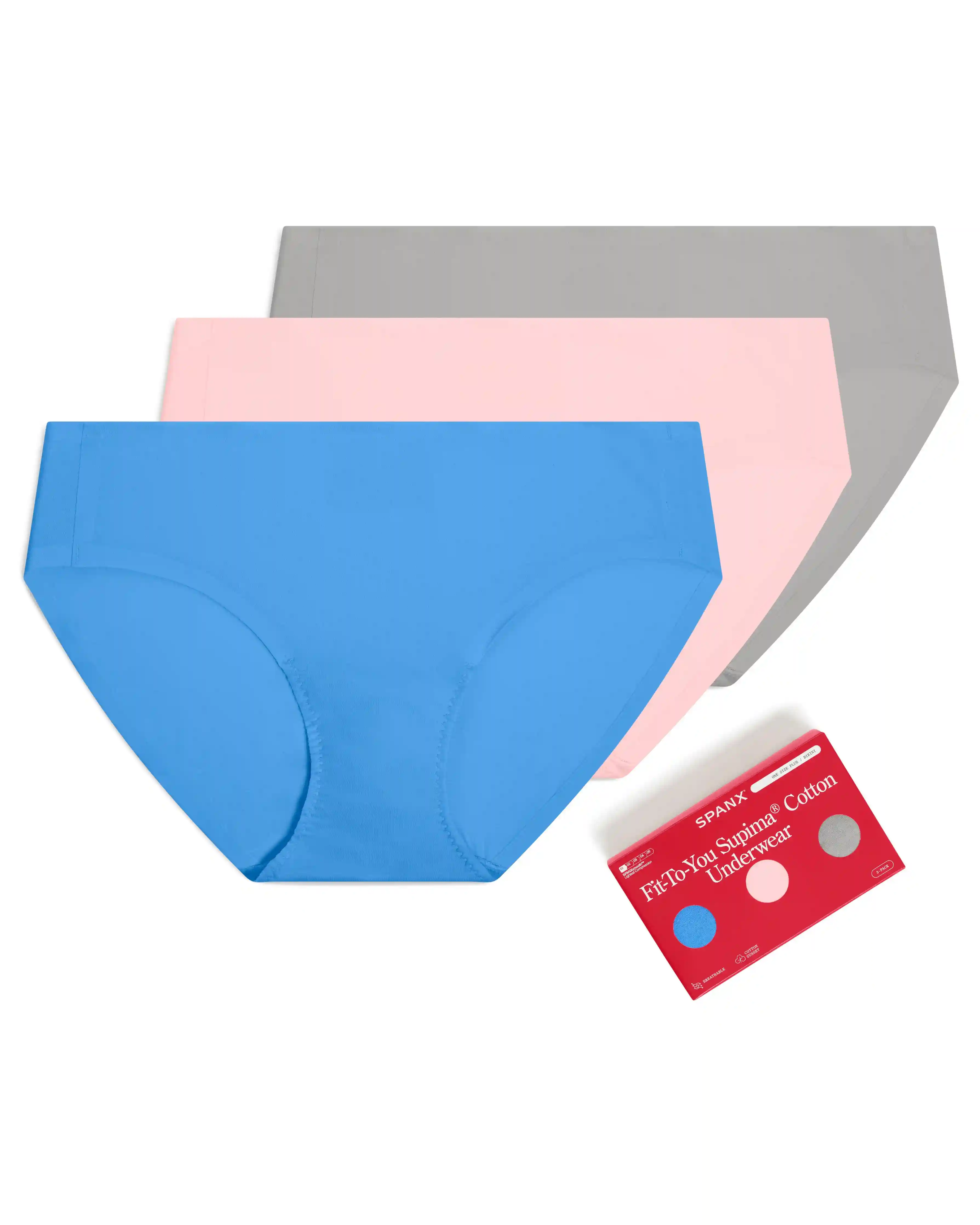 SPANXsmooth®  Fit-To-You Supima® Cotton Bikini 3-Pack | Aster/Rosebud/Basalt