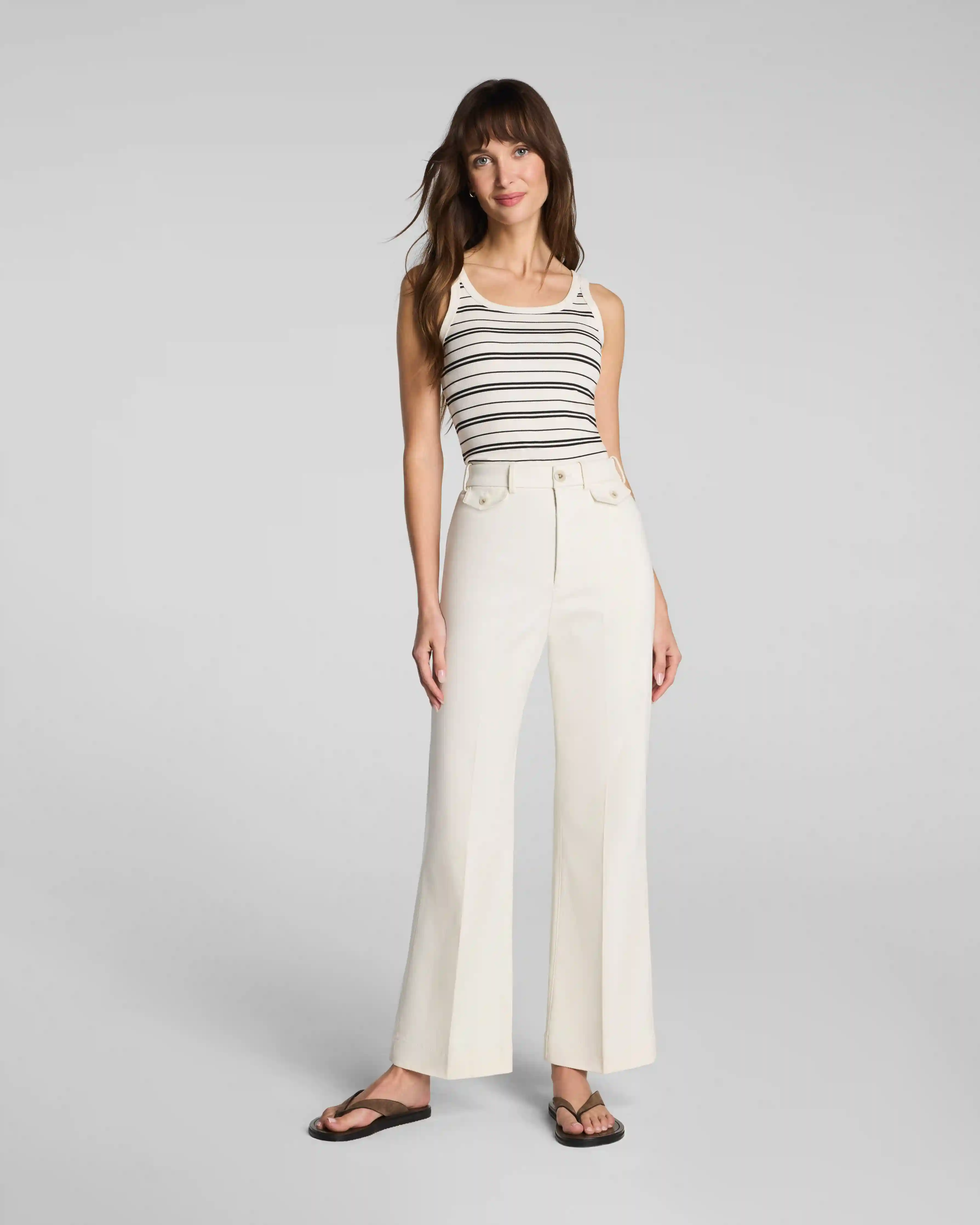 SPANXsupersmooth®  Stretch Twill Cropped Easy Flare Pant | Ivory
