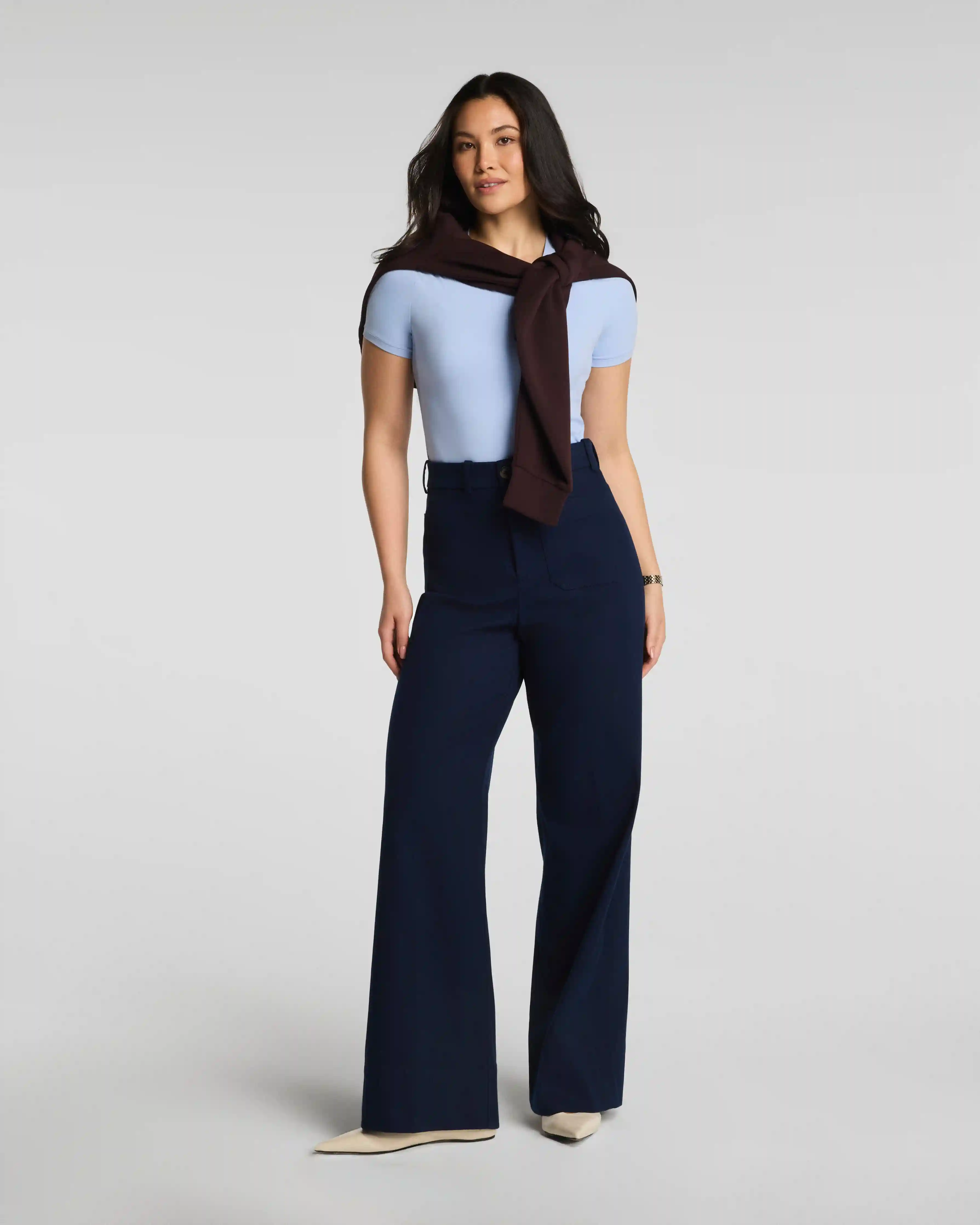 SPANXsupersmooth®  Stretch Twill Wide Leg Pant with Patch Pockets | Timeless Navy