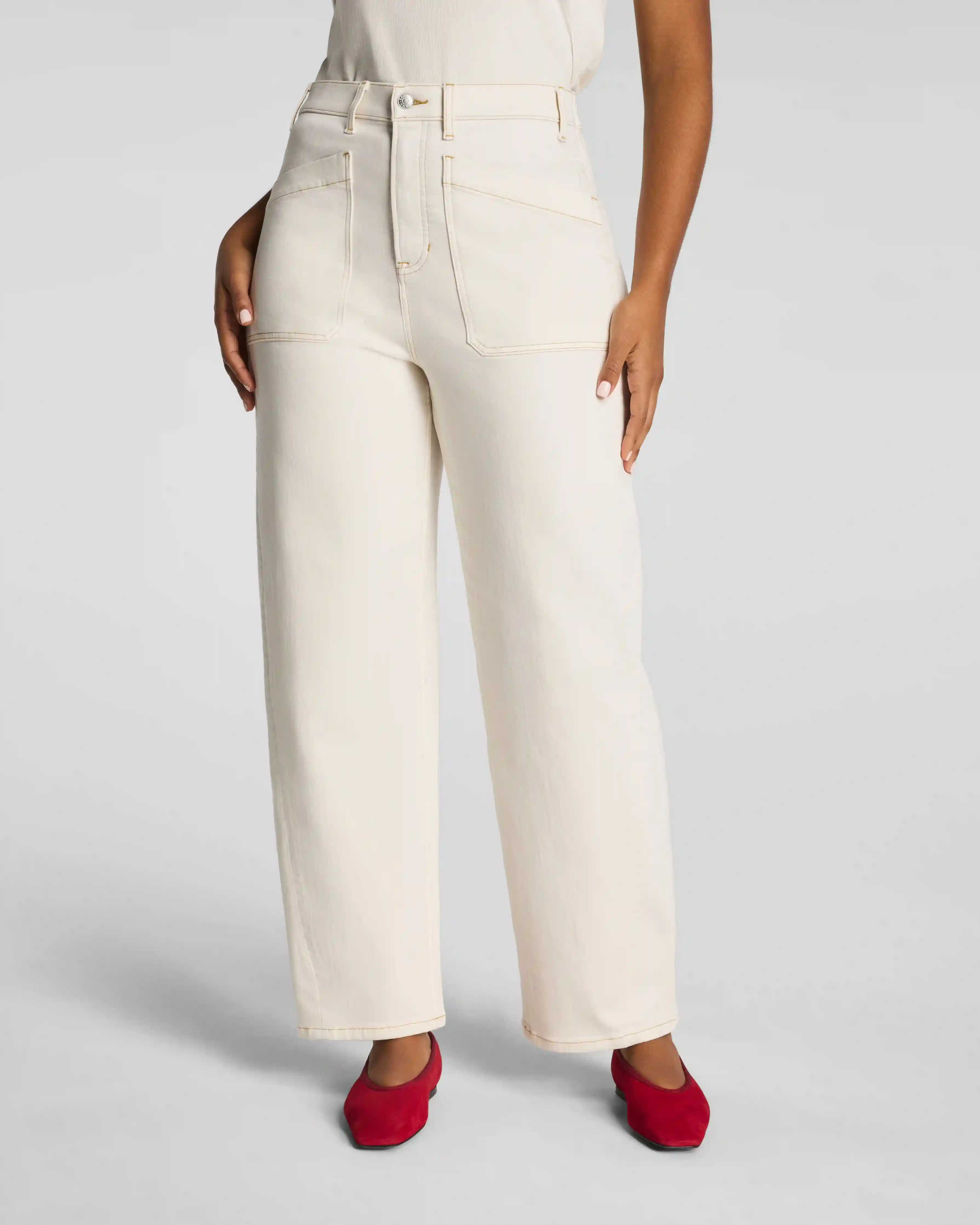 Alternative view of SPANXshape®  Authentic 360 Utility Barrel Leg Jeans | Alabaster