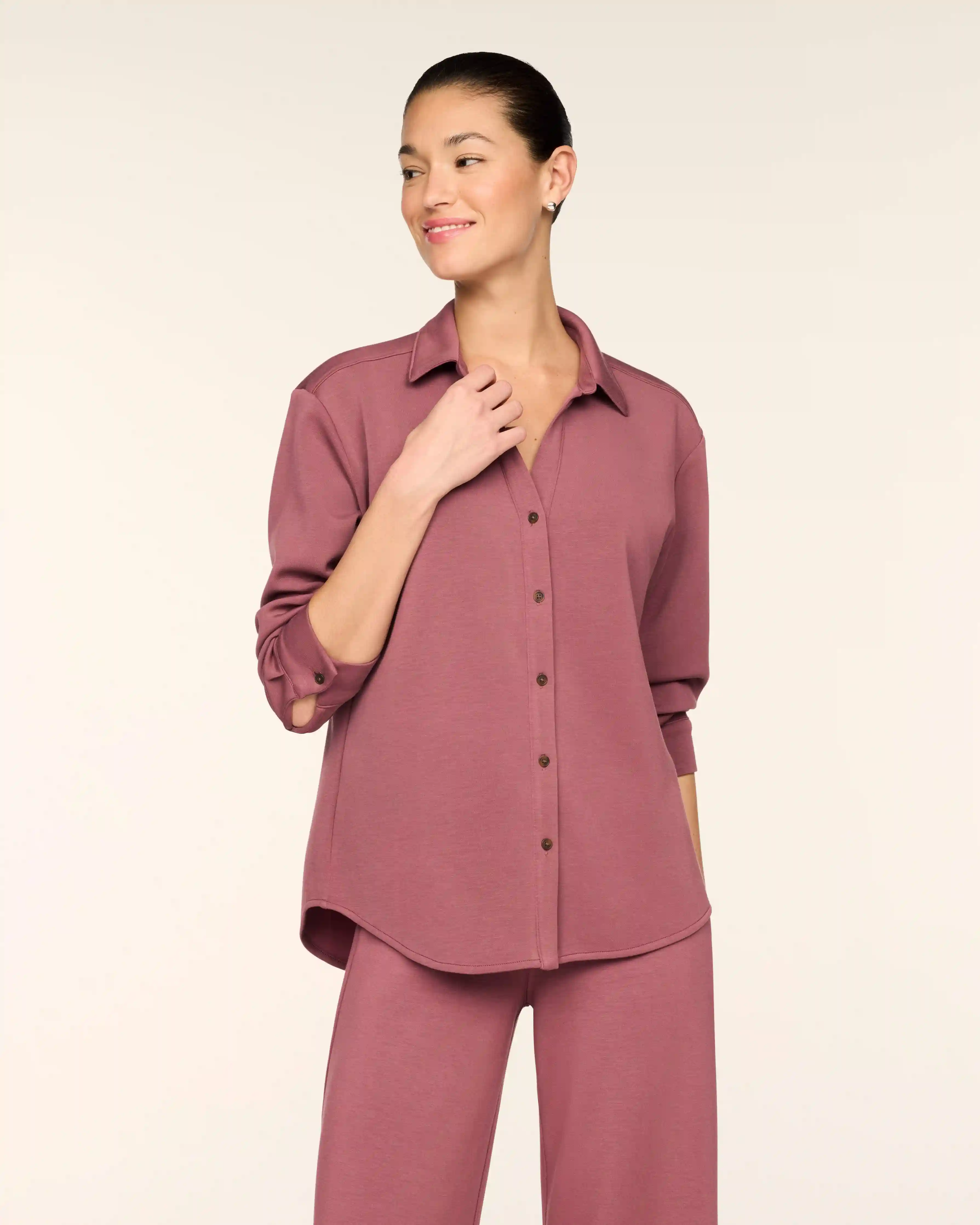 SPANX AirEssentials® Oversized Button Down | Rum Raisin