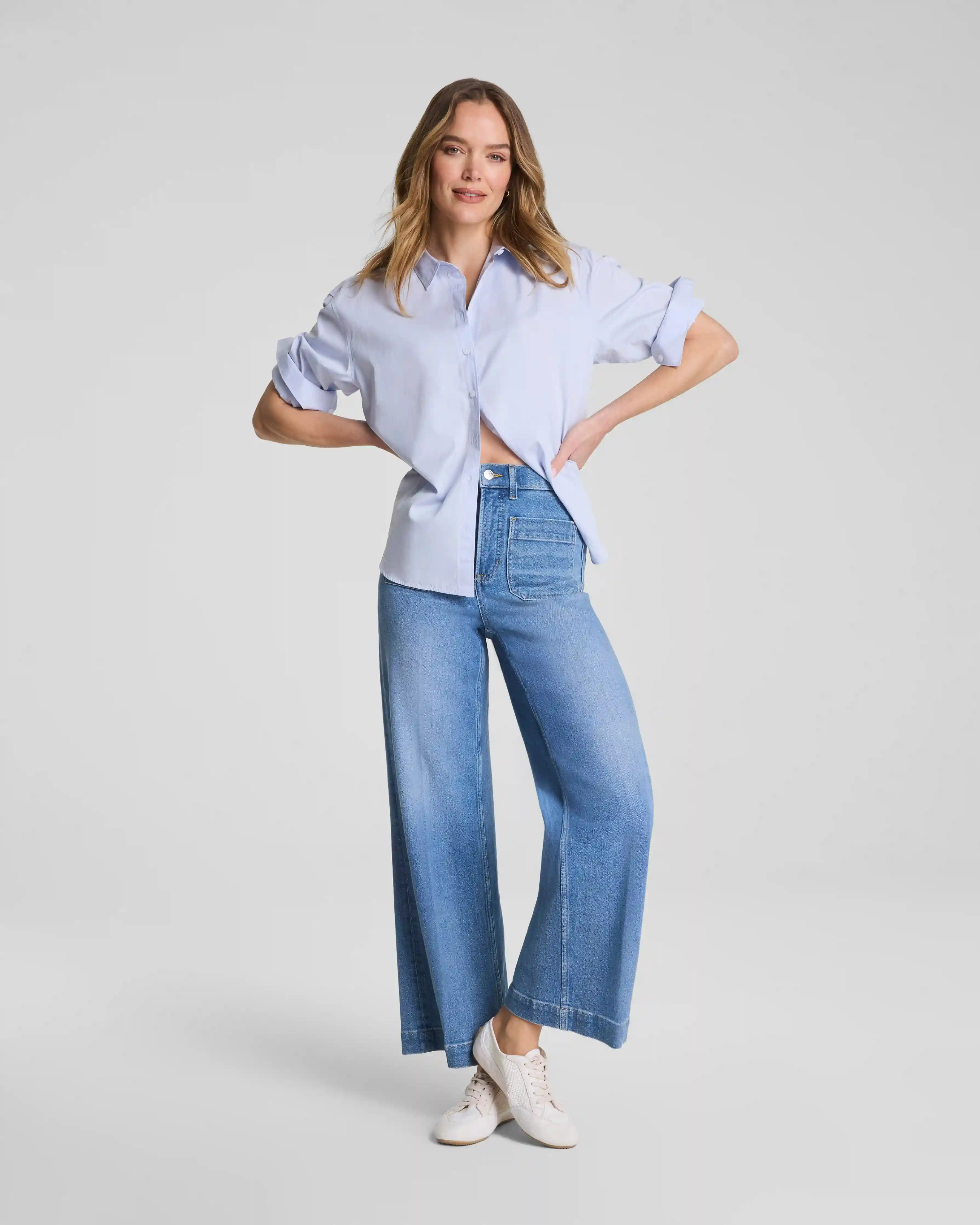 SPANXshape®  Authentic 360 Cropped Wide Leg Jeans with Patch Pockets | Elysian