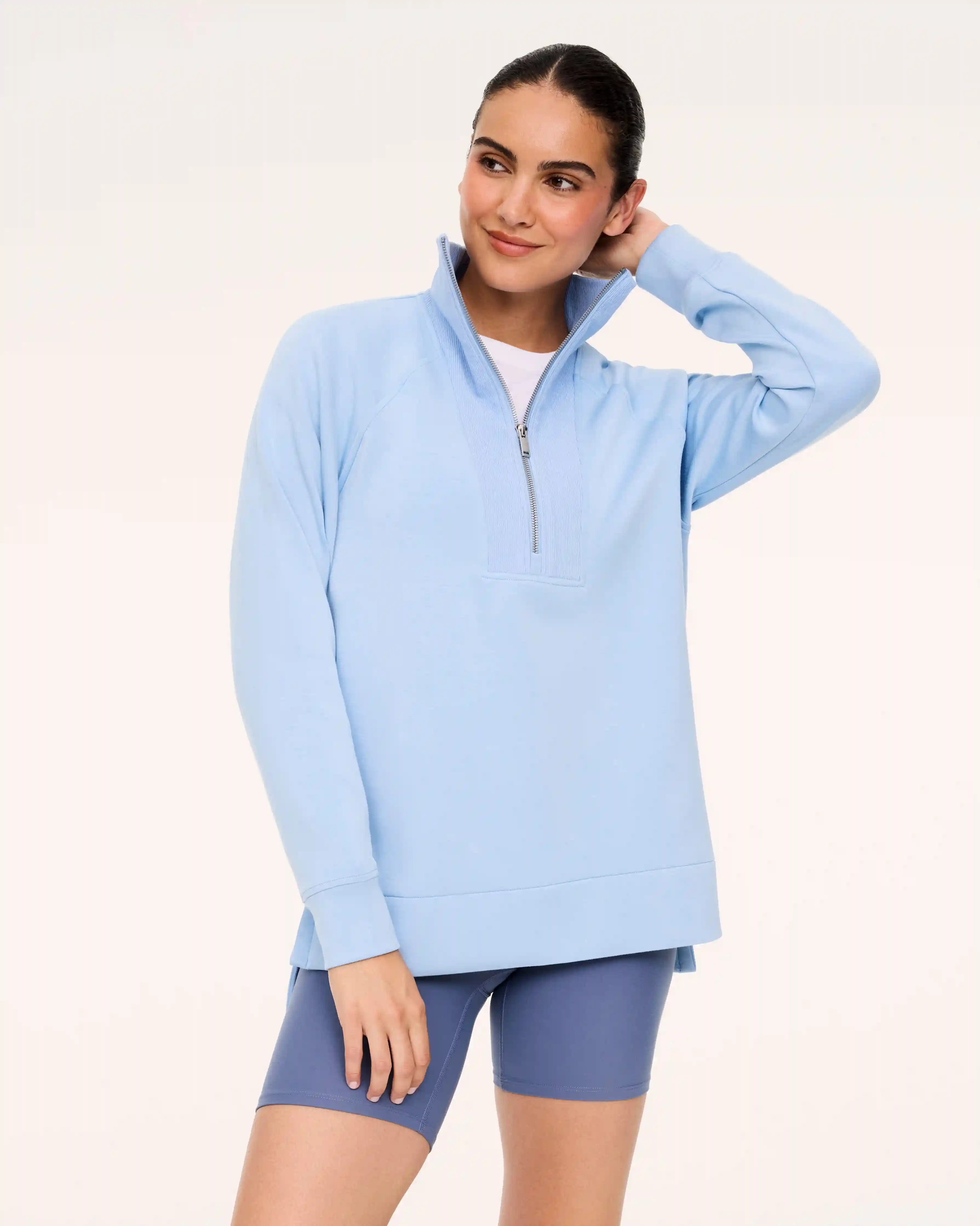 SPANX AirEssentials® Brushed Half Zip Tunic | Sky Veil
