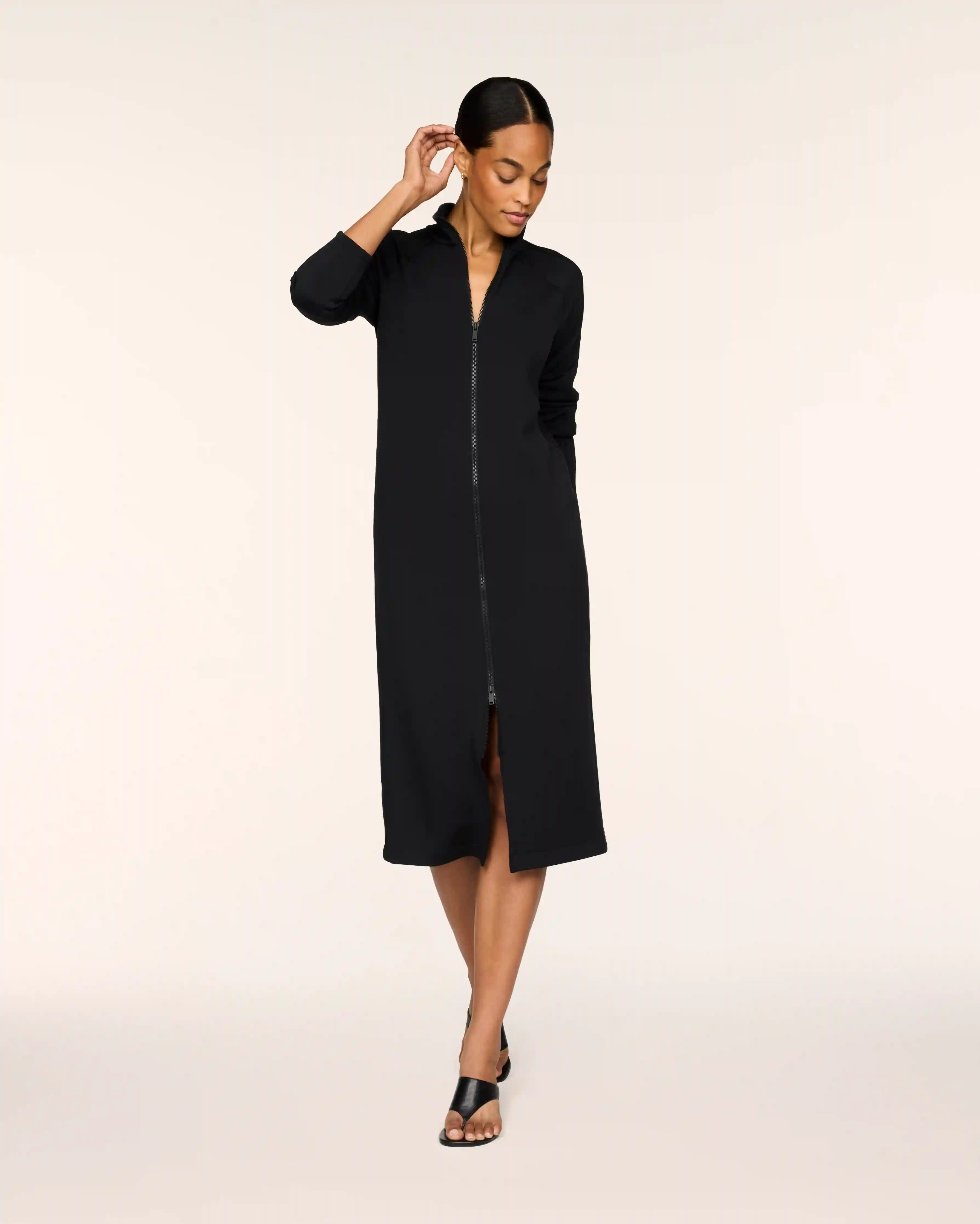 SPANX AirEssentials® Pintuck Zip Front Maxi Dress | Very Black