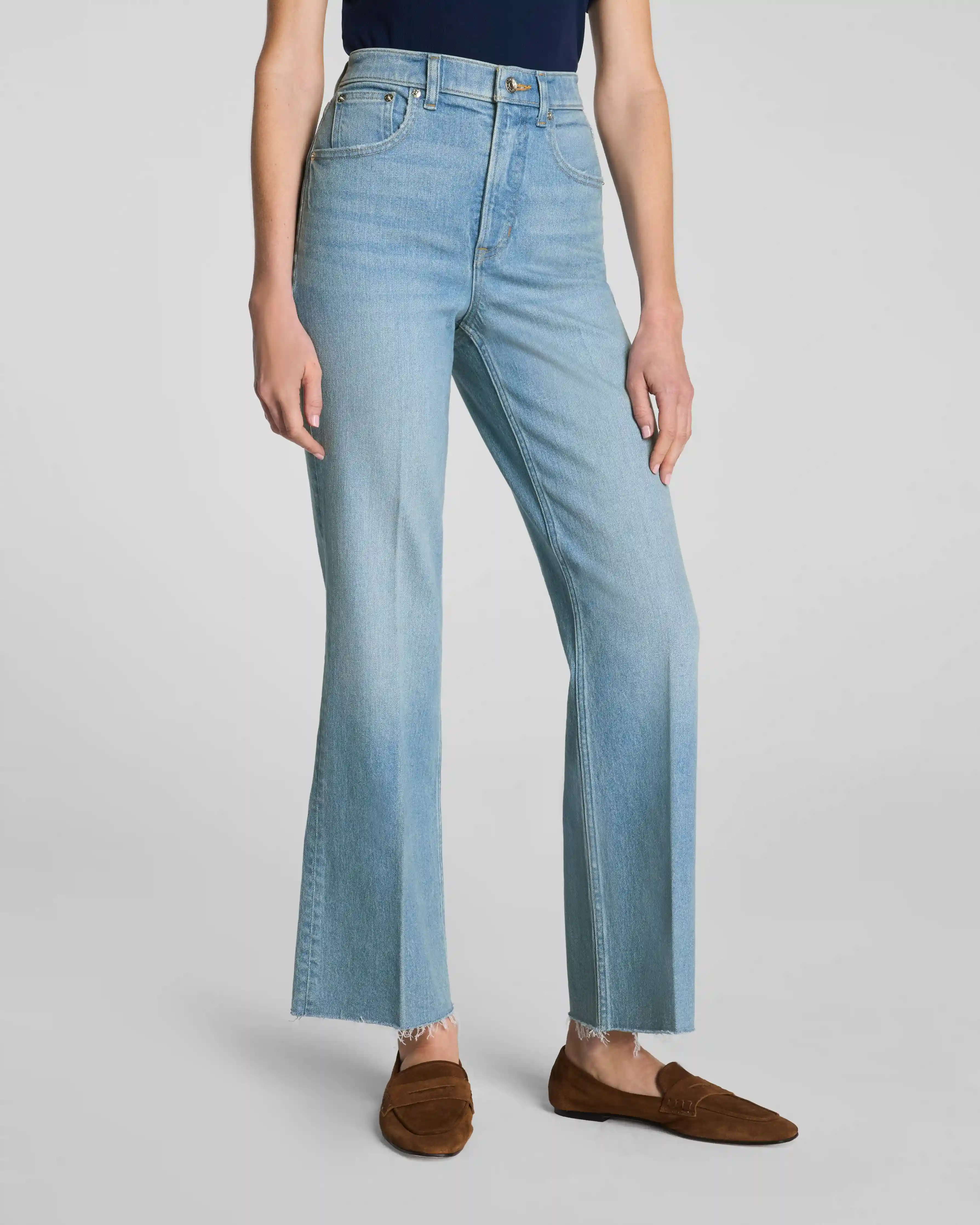 Alternative view of SPANXshape®  Authentic 360 Raw Hem Kick Flare Jeans | Seaside Blue