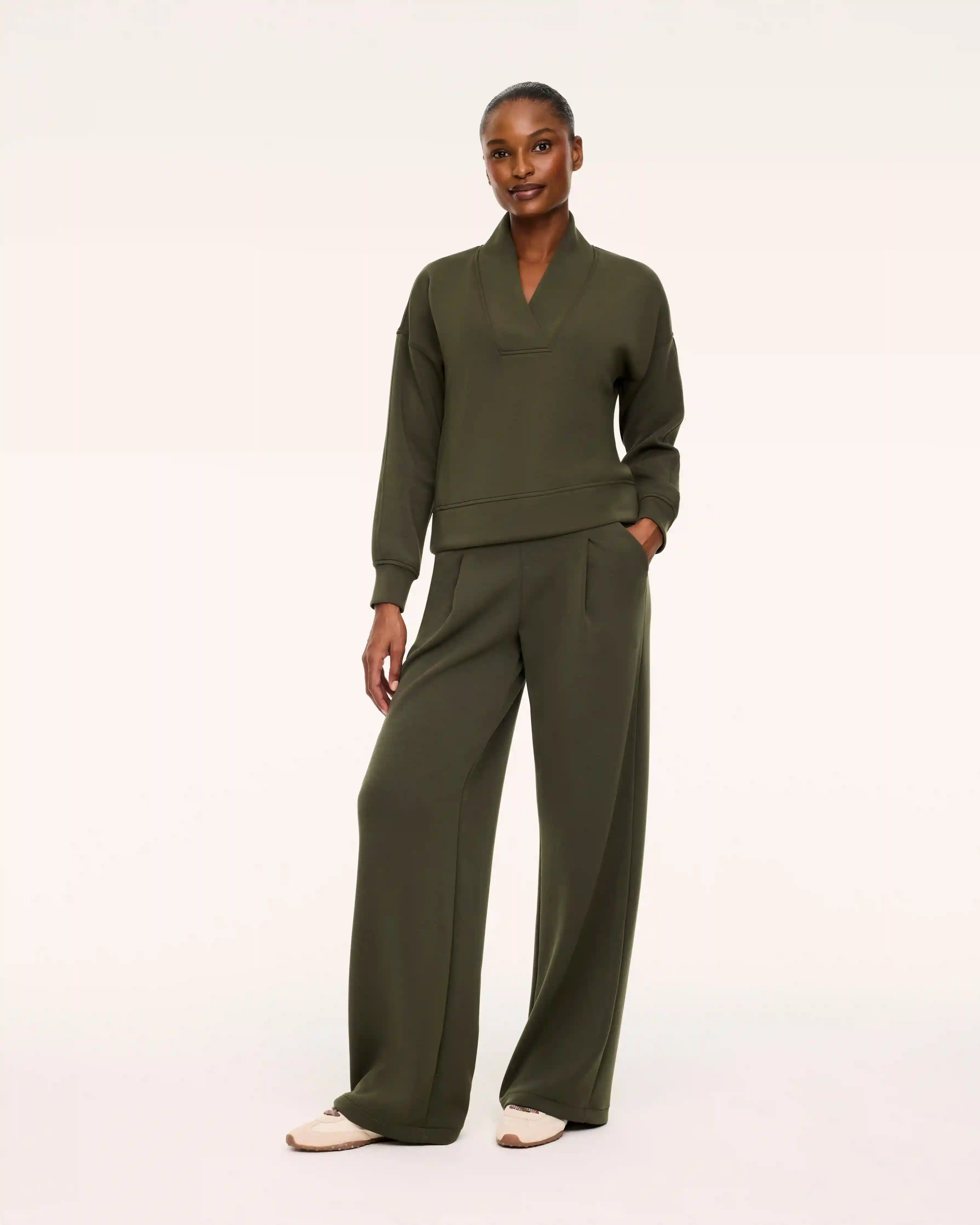 SPANX AirEssentials® Pleated Wide Leg Pant | Monstera
