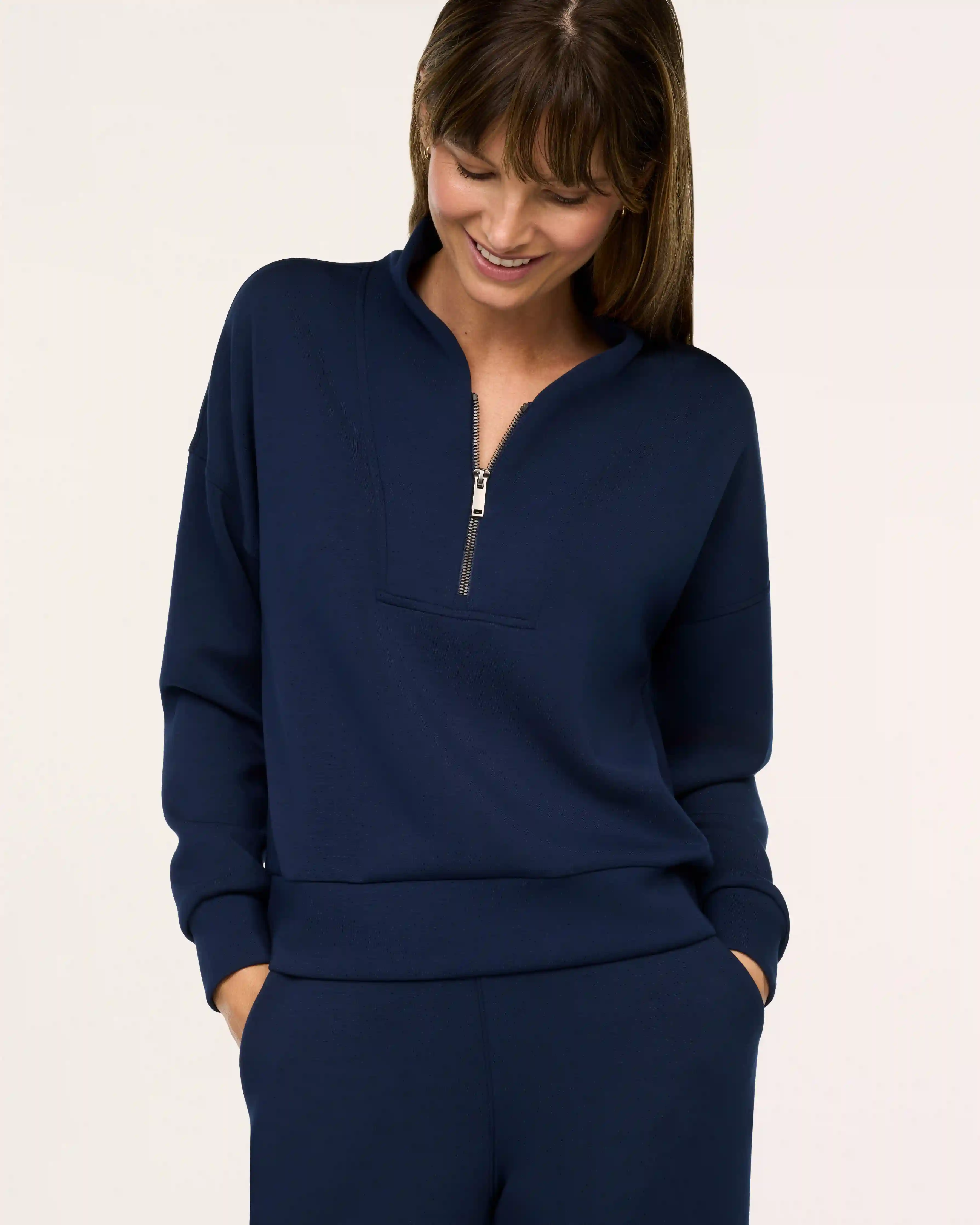 SPANX AirEssentials® Shawl Collar Half Zip | Timeless Navy
