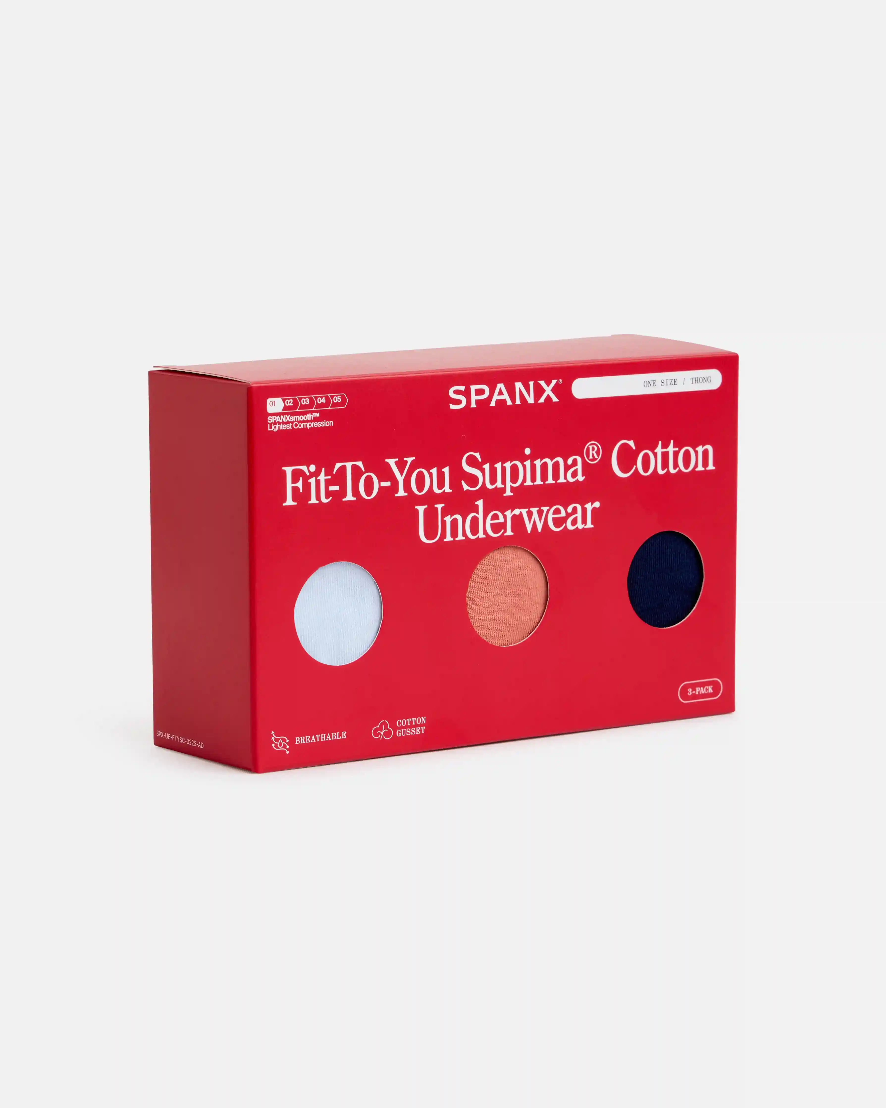 Alternative view of SPANXsmooth®  Fit-To-You Supima® Cotton Thong 3-Pack Box | Summit/Clay/Timeless Navy