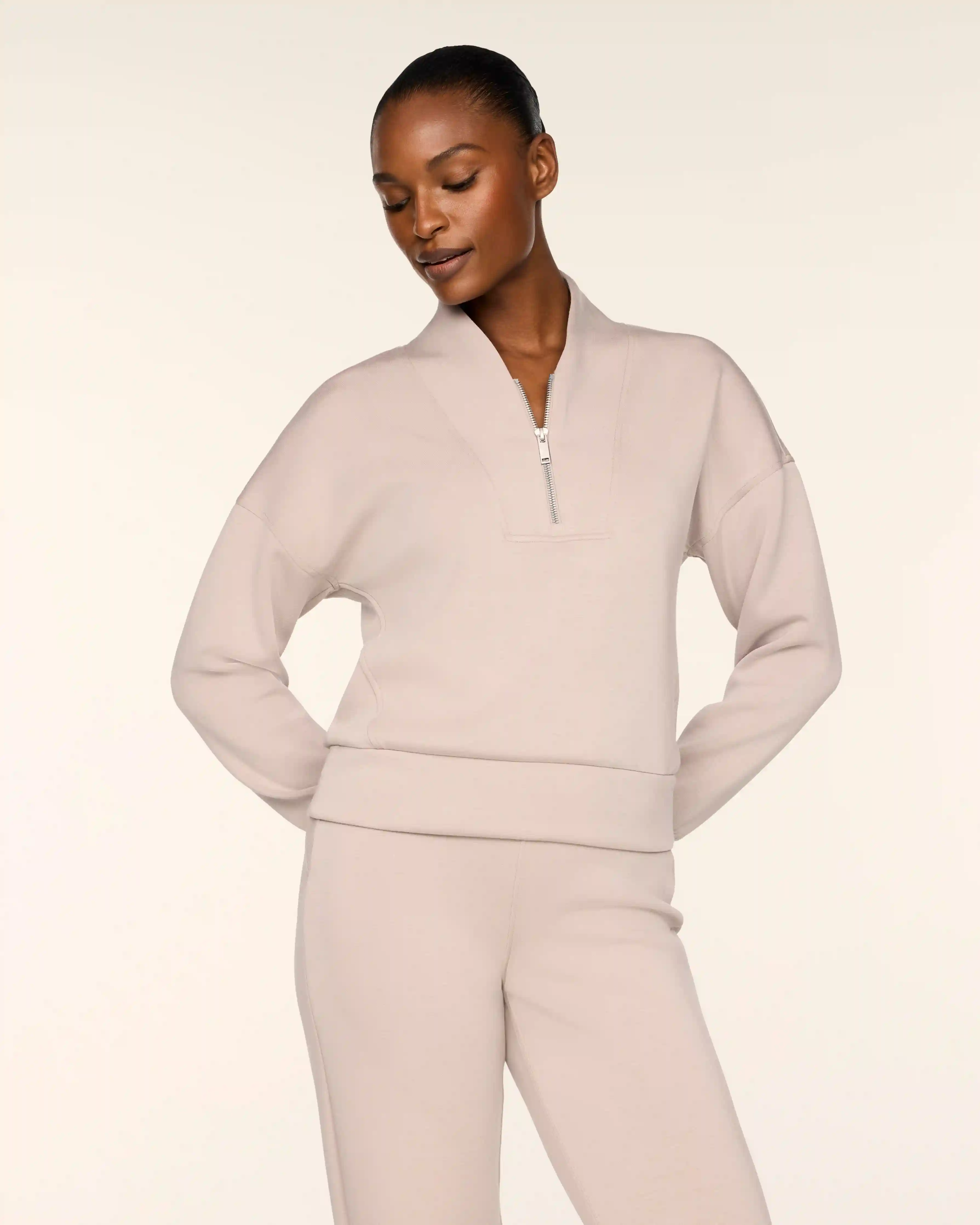 SPANX AirEssentials® Shawl Collar Half Zip | Mushroom