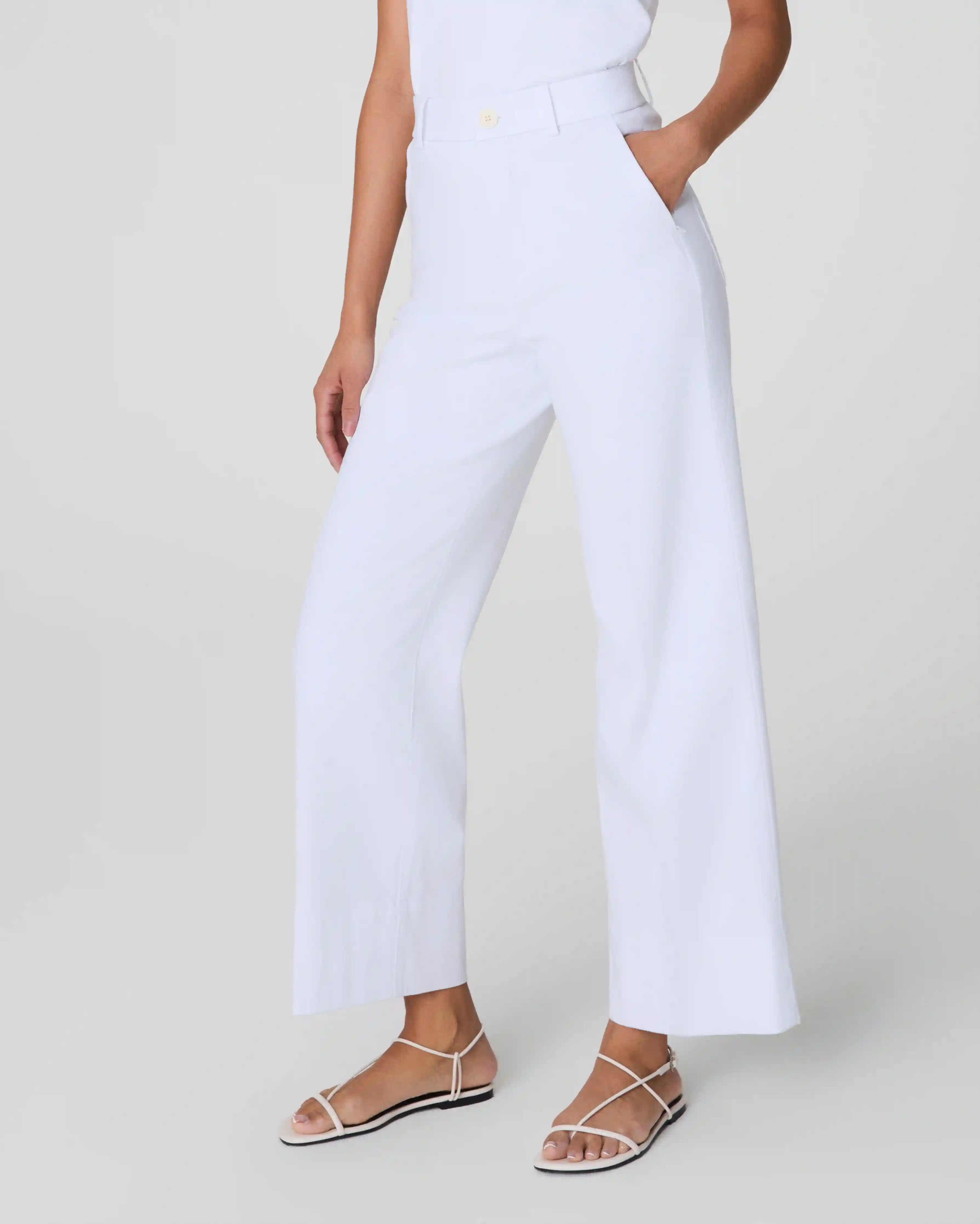 Alternative view of SPANXsupersmooth®  Stretch Twill Cropped Wide Leg Pant | Classic White