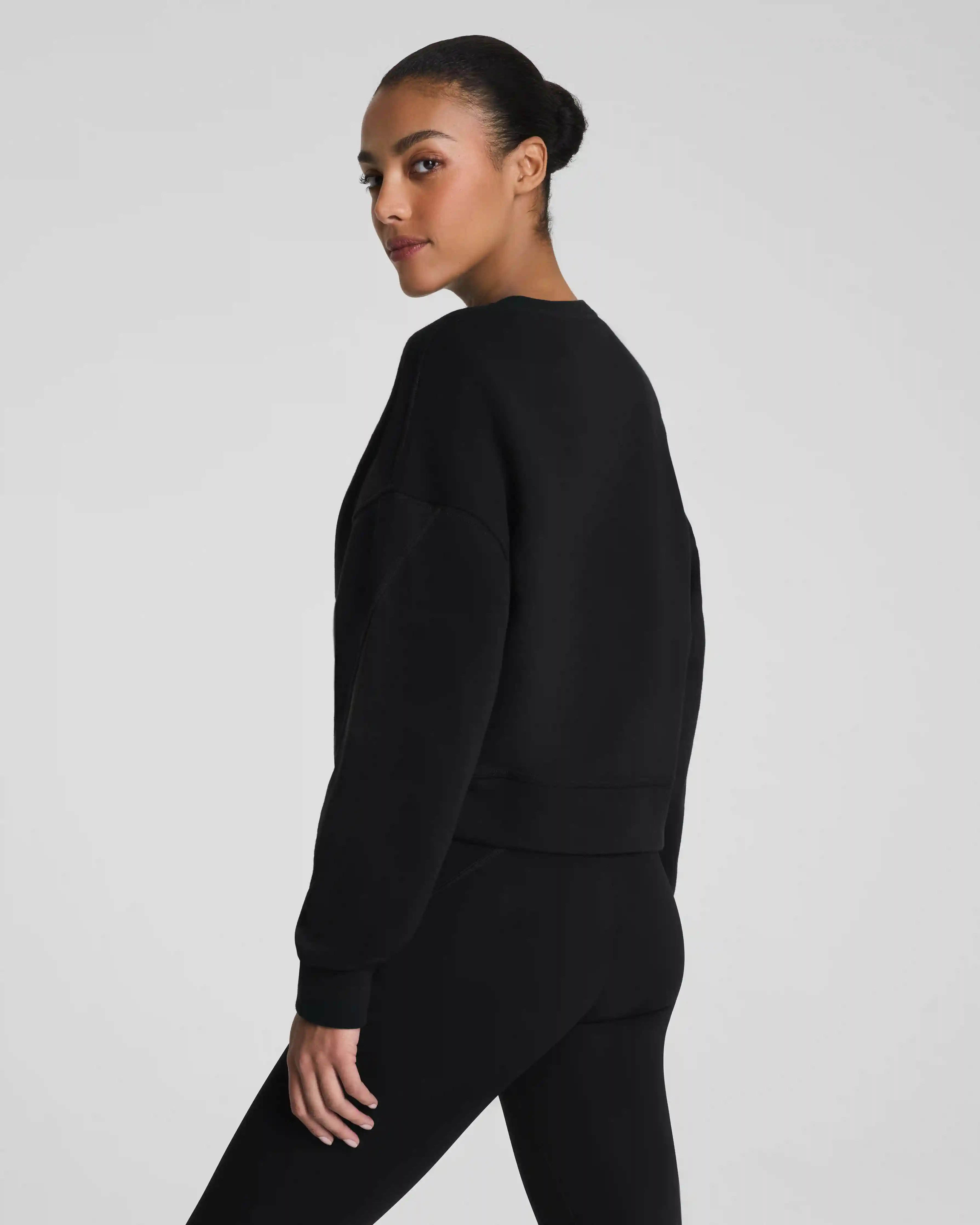 Alternative view of SPANX® BoostUp Cotton Fleece Crewneck | Very Black