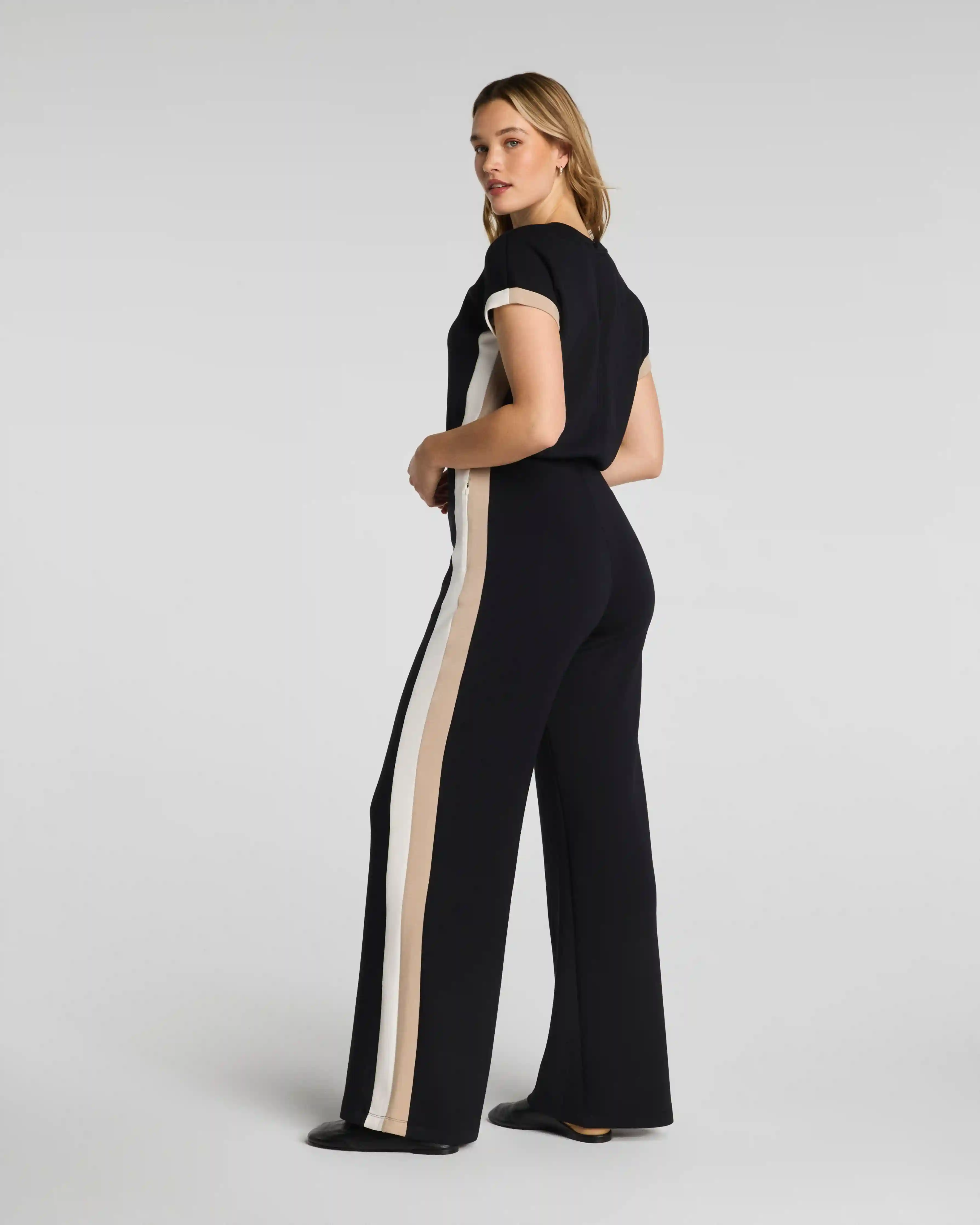 Alternative view of SPANX AirEssentials® Colorblock Jumpsuit | Very Black Stripe