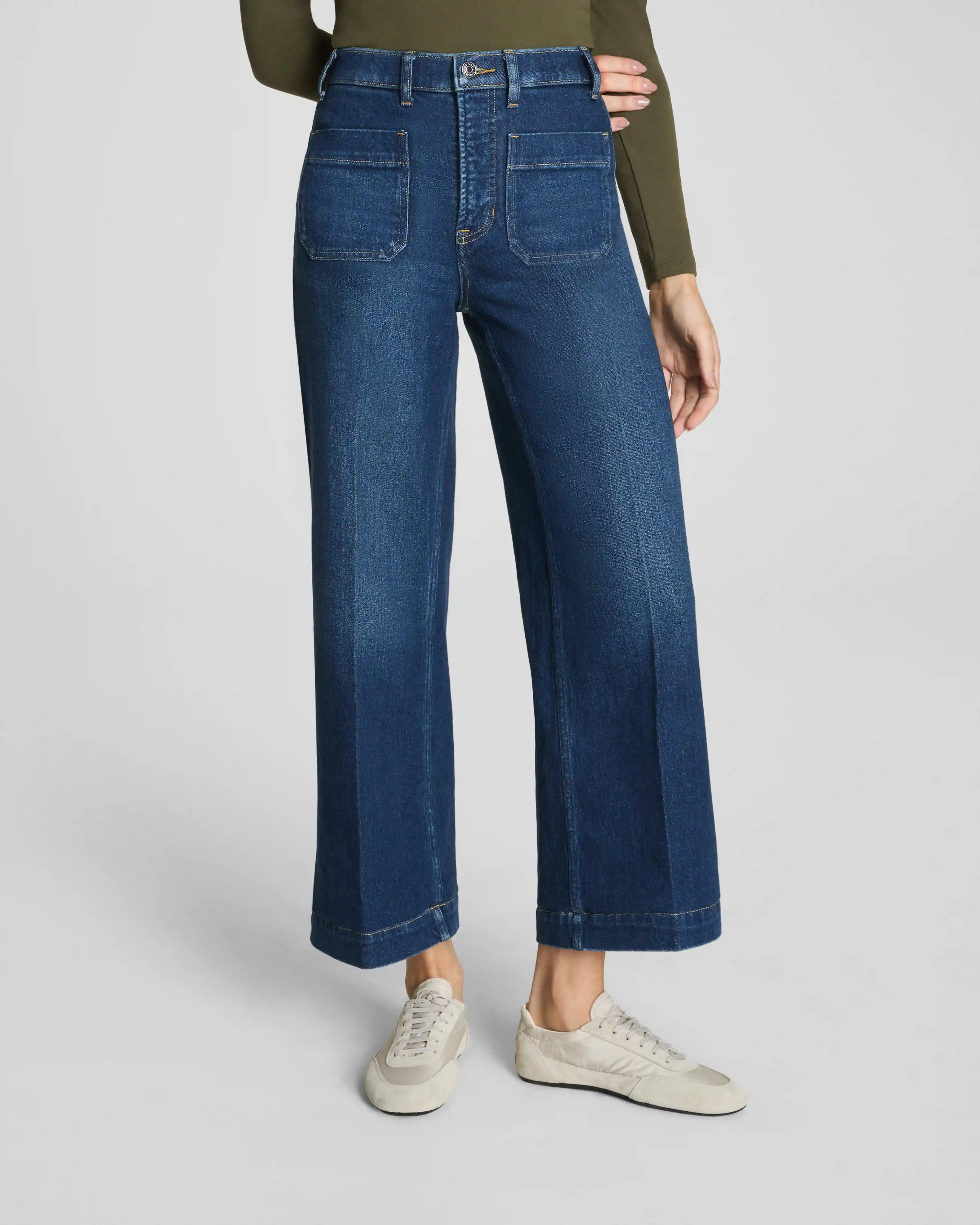 Alternative view of SPANXshape®  Authentic 360 Cropped Wide Leg Jeans with Patch Pockets | Adriatic Blue