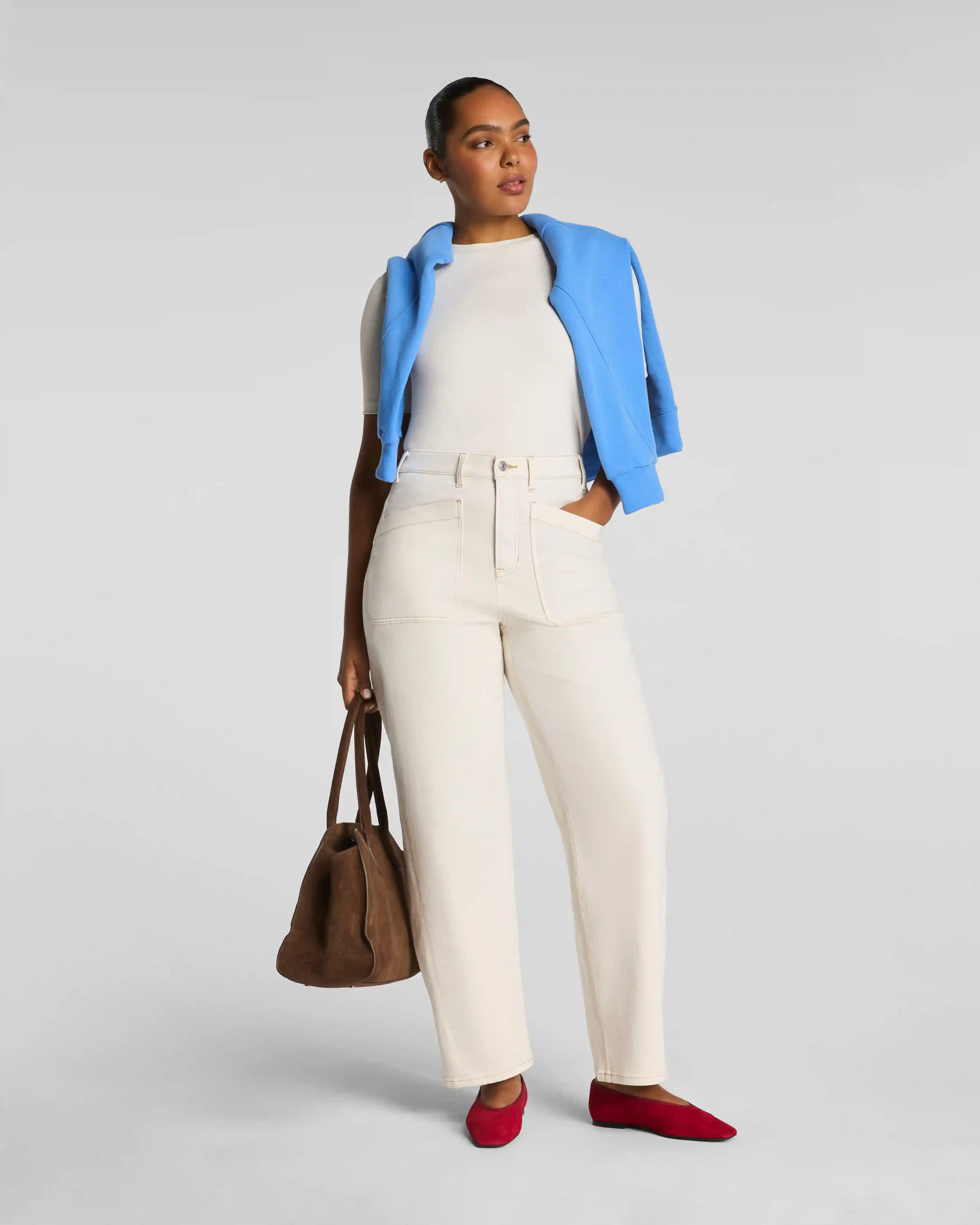 SPANXshape®  Authentic 360 Utility Barrel Leg Jeans | Alabaster
