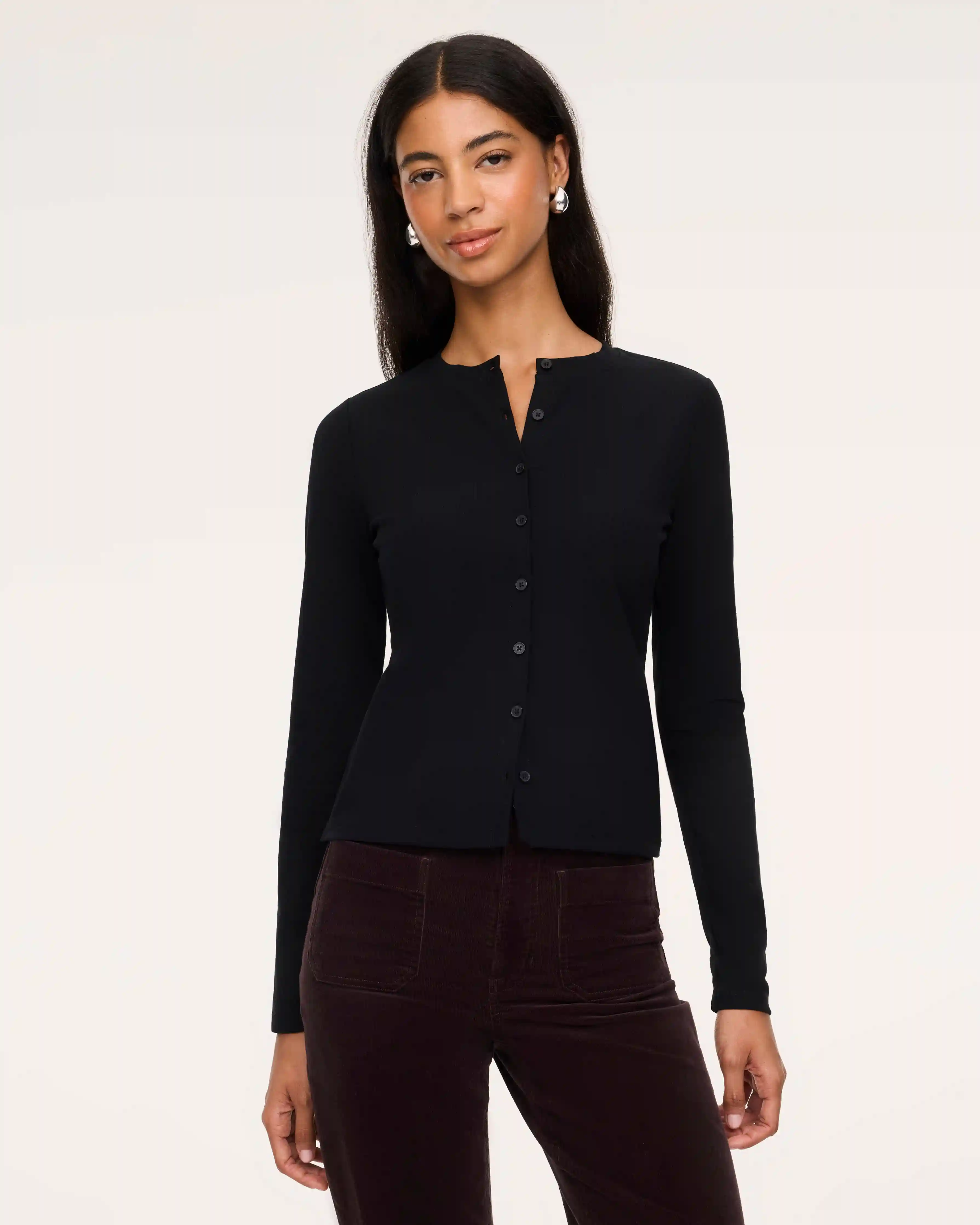 SPANX® Ribbed Knit Crewneck Cardigan | Classic Black