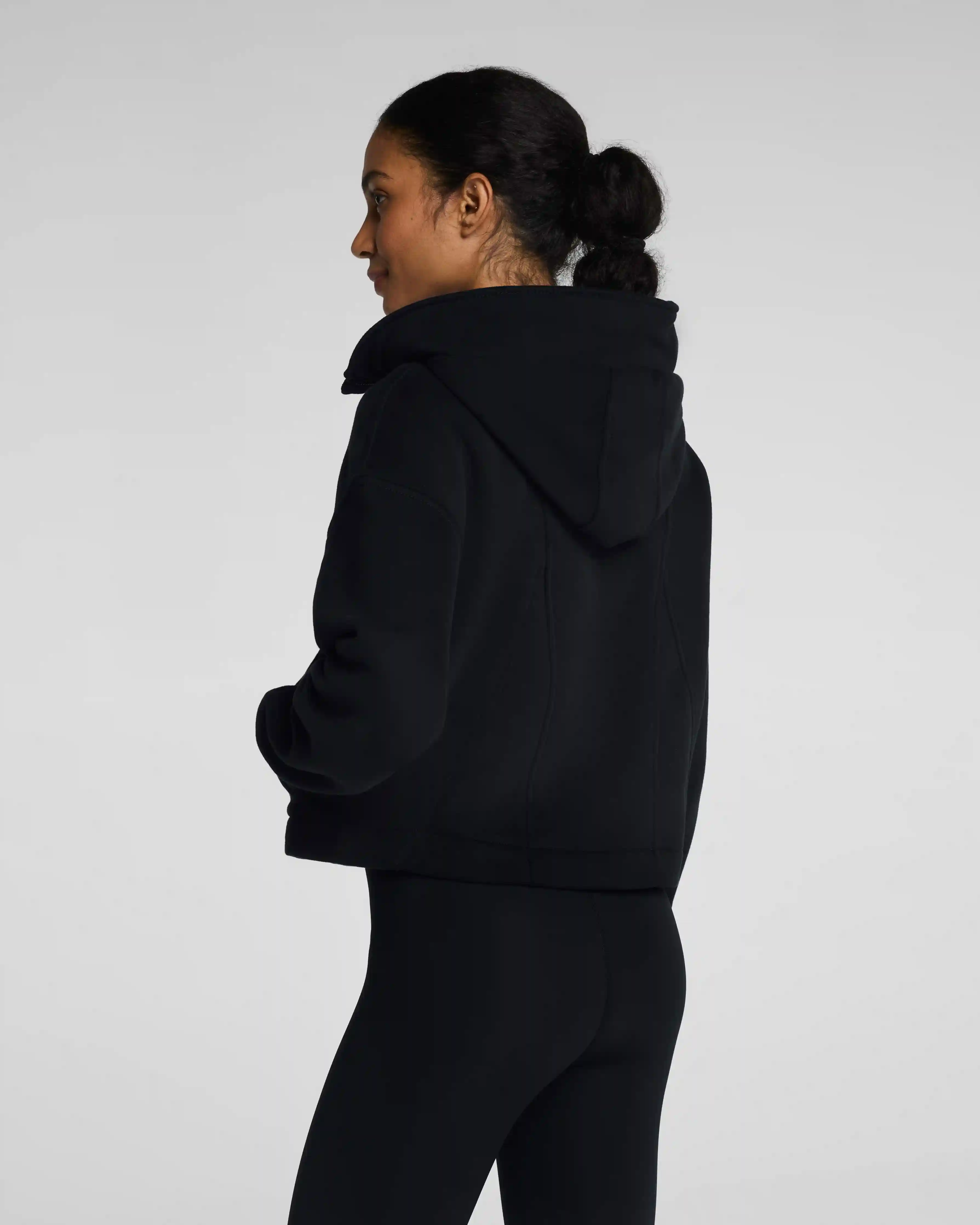 Alternative view of SPANX® BoostUp Cotton Fleece Full Zip Hoodie | Very Black