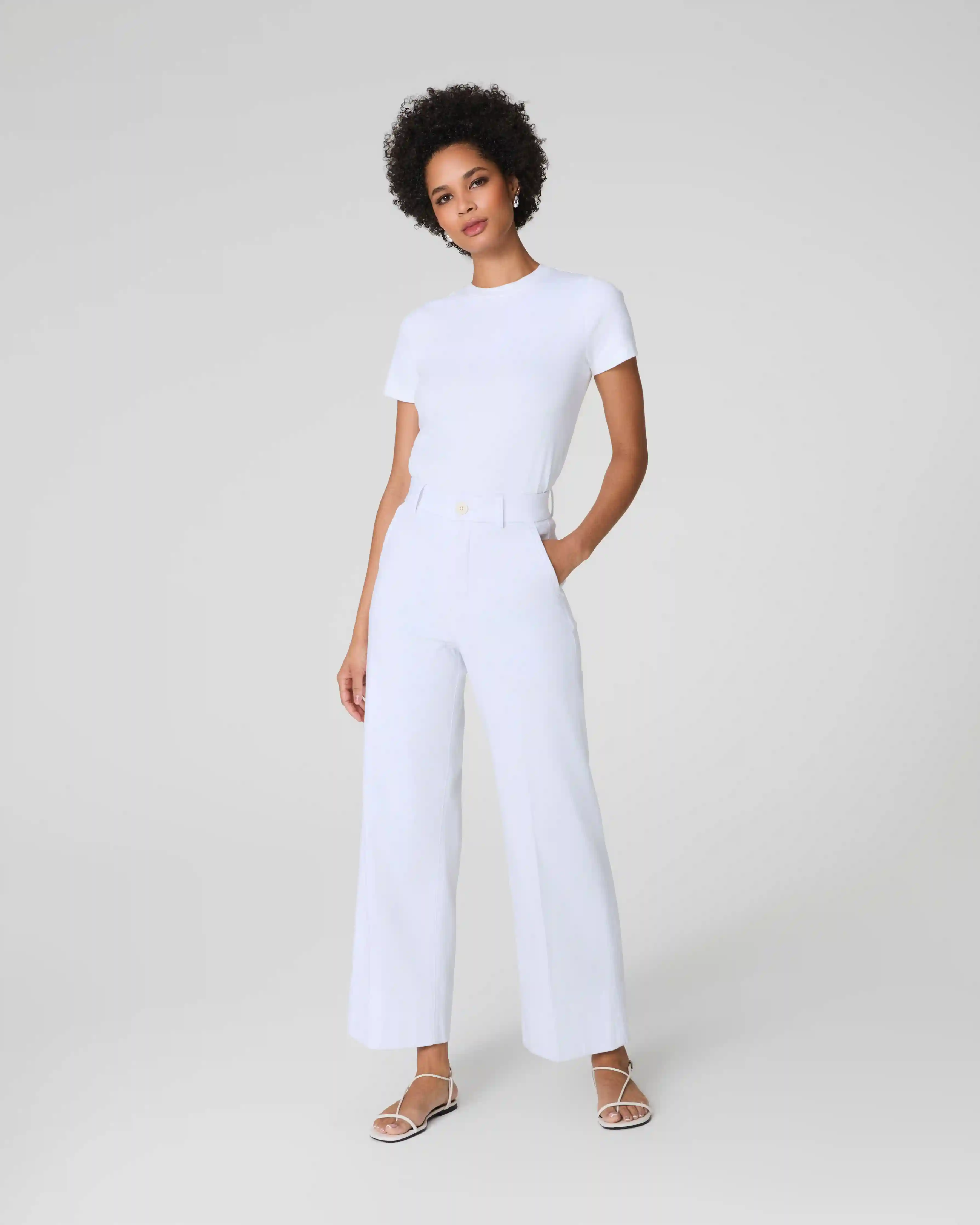 SPANXsupersmooth®  Stretch Twill Cropped Wide Leg Pant | Classic White