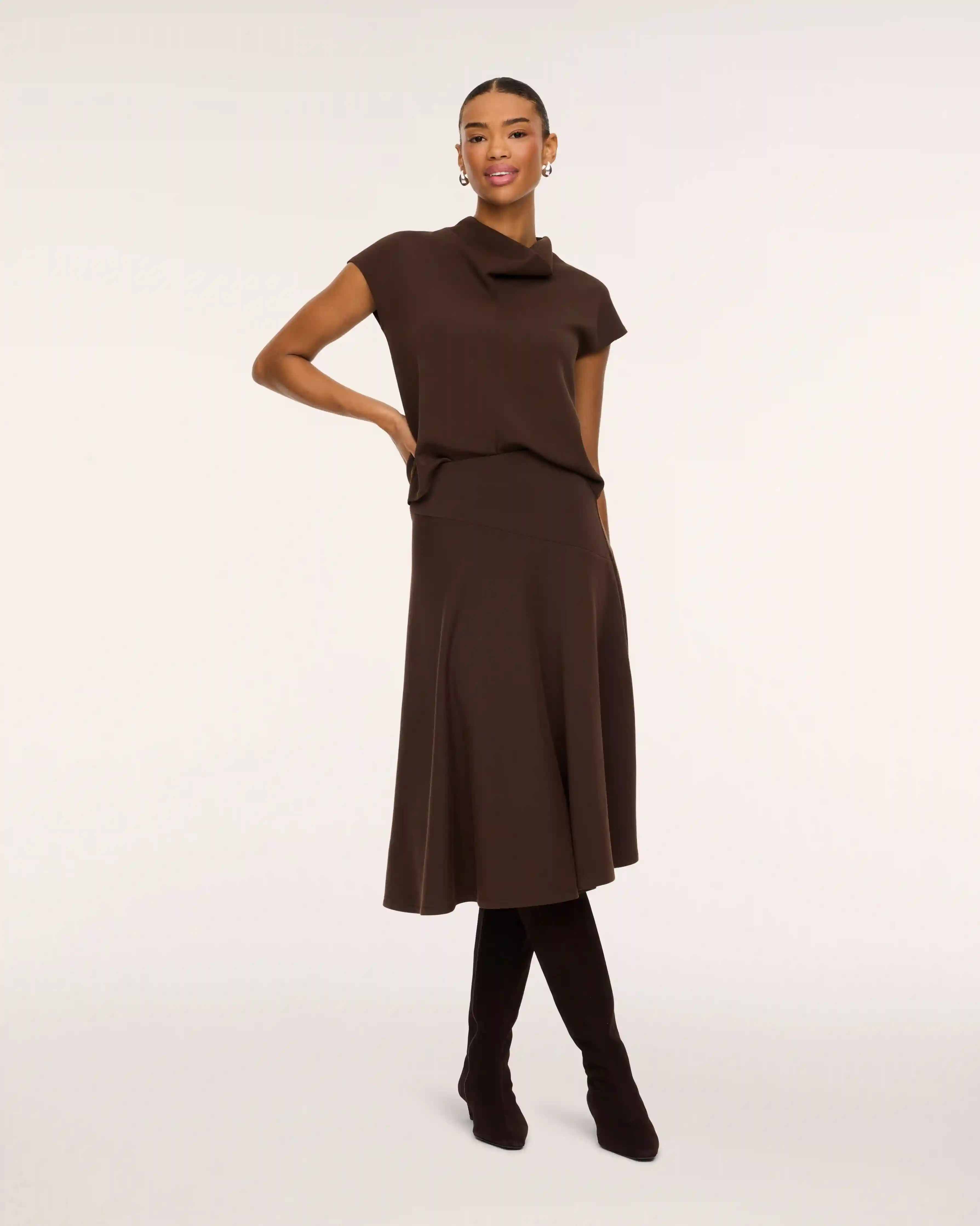 SPANX AirEssentials® Draped Midi Skirt | Umber Root
