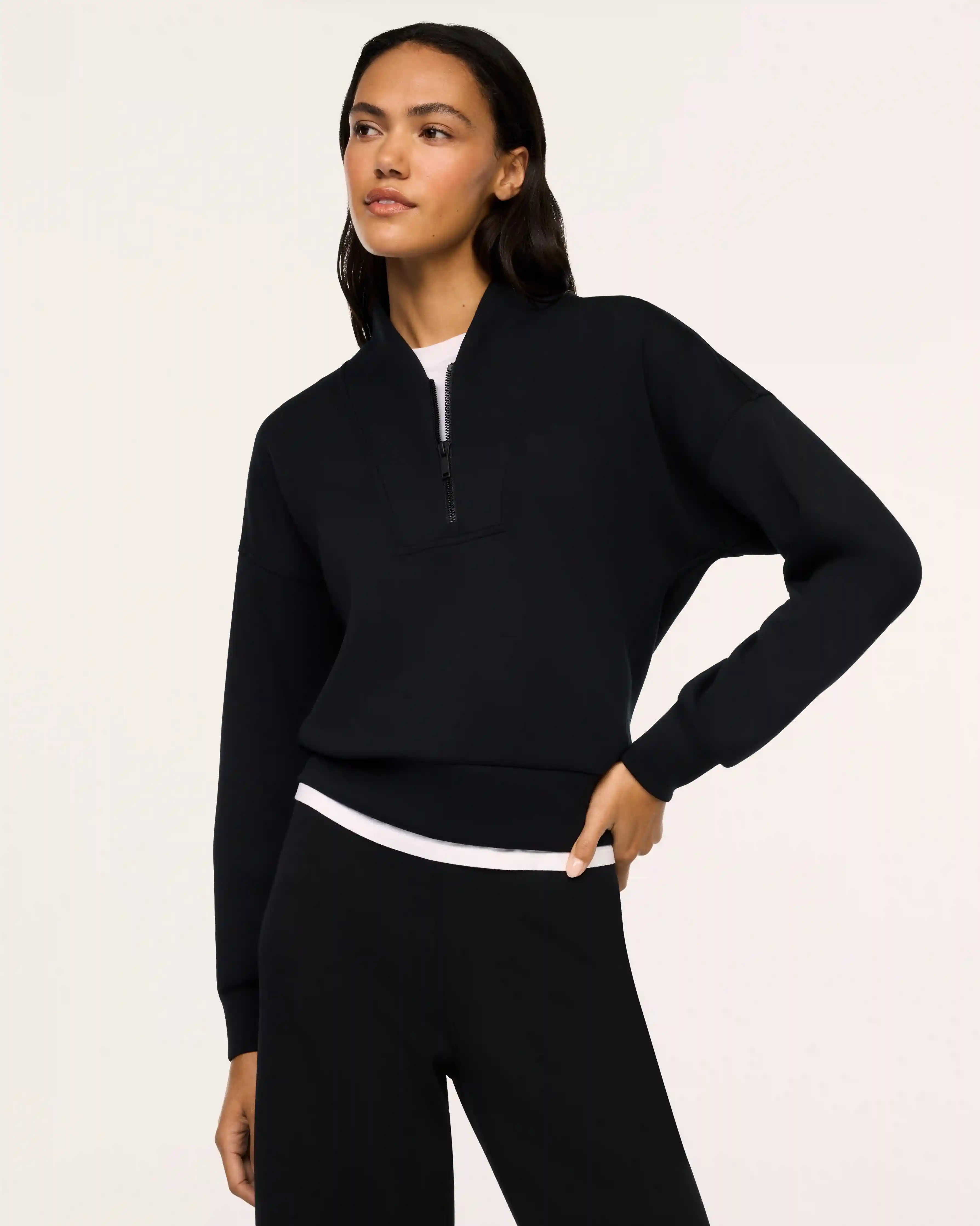 SPANX AirEssentials® Shawl Collar Half Zip | Very Black