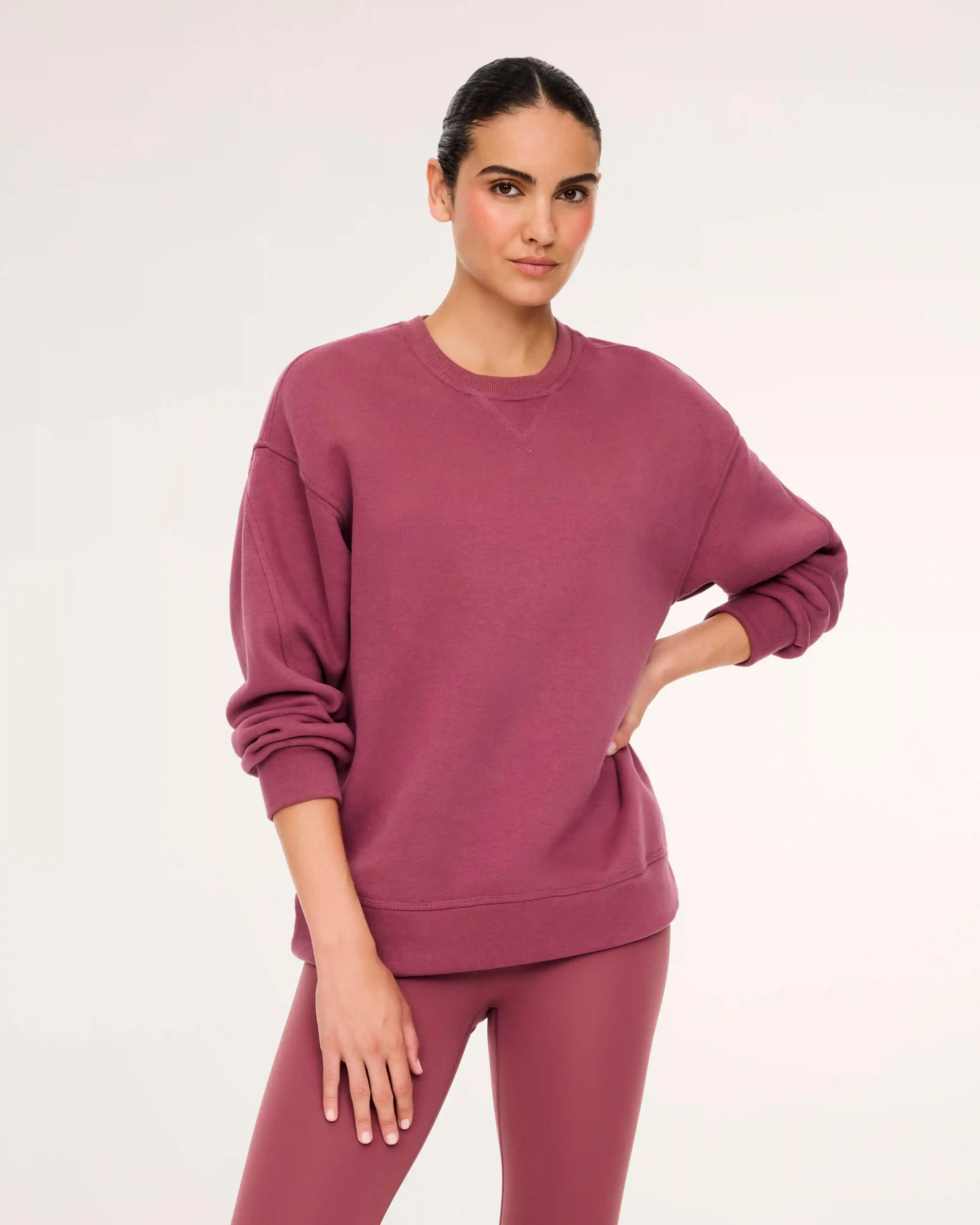 SPANX® BoostUp Cotton Fleece Crewneck Tunic | Rum Raisin