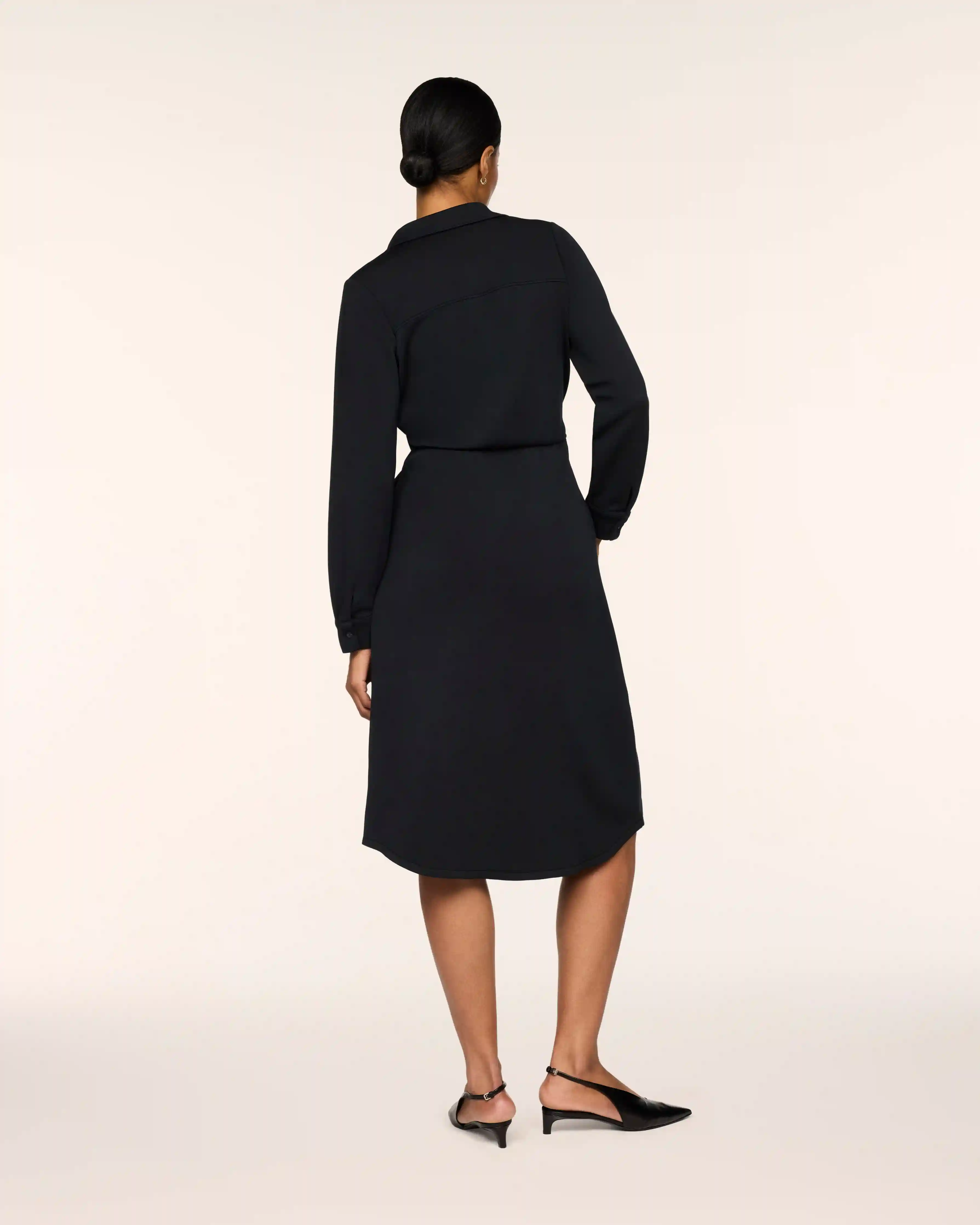 Alternative view of SPANX AirEssentials® Tie-Waist Midi Shirt Dress | Very Black