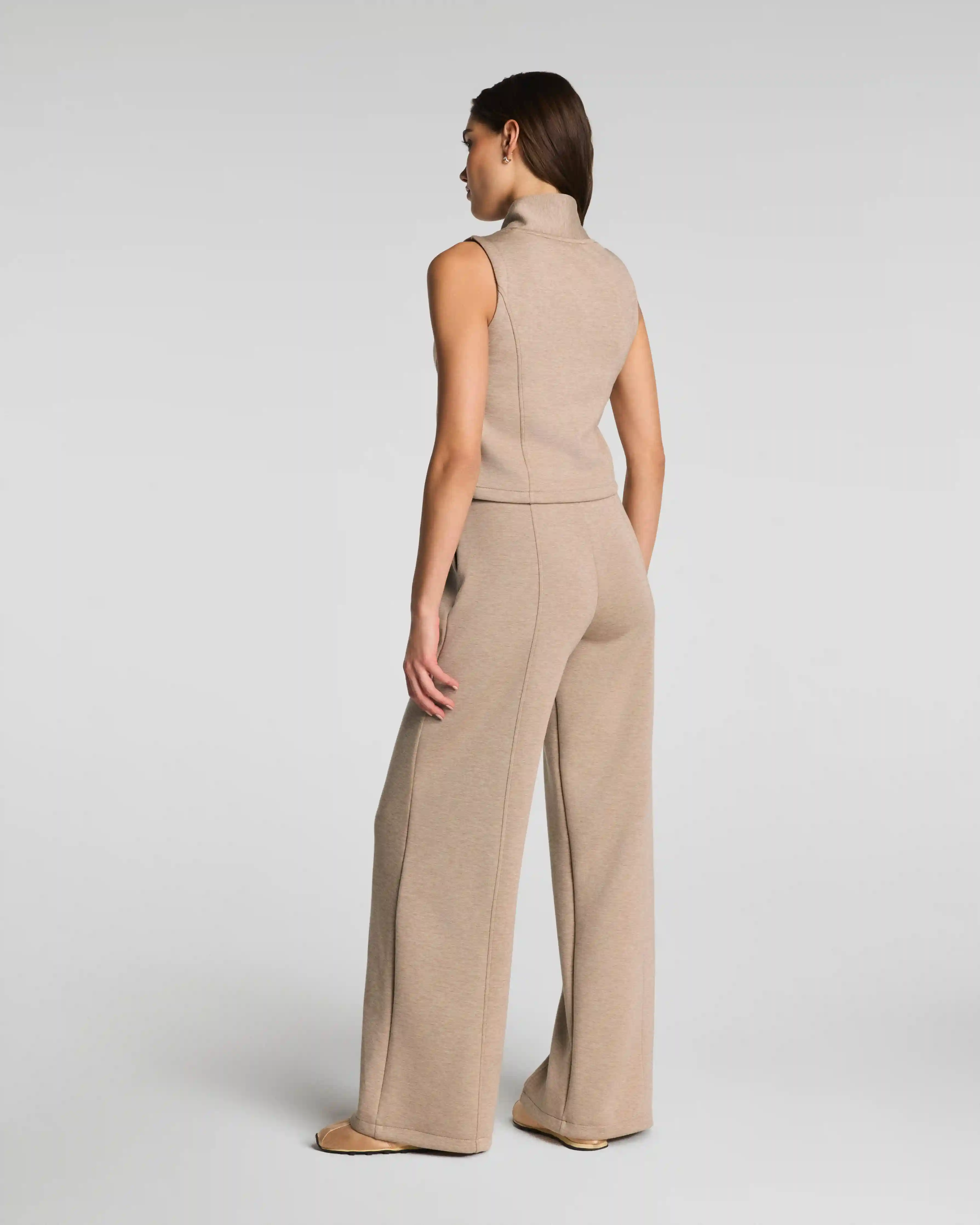 Alternative view of SPANX AirEssentials® Shawl Collar Half Zip Jumpsuit | Dune Heather