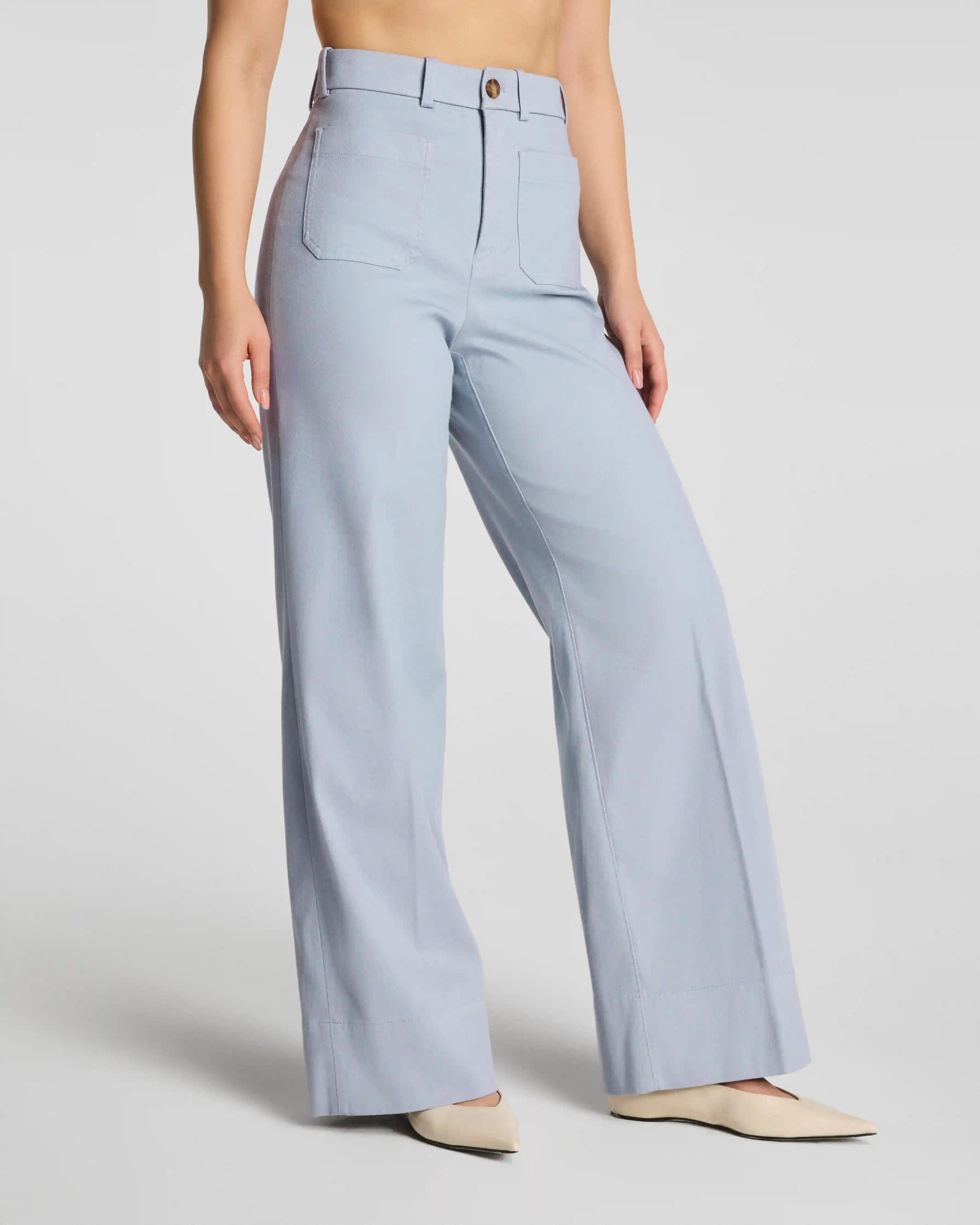 Alternative view of SPANXsupersmooth®  Stretch Twill Wide Leg Pant with Patch Pockets | Himalayan Cloud