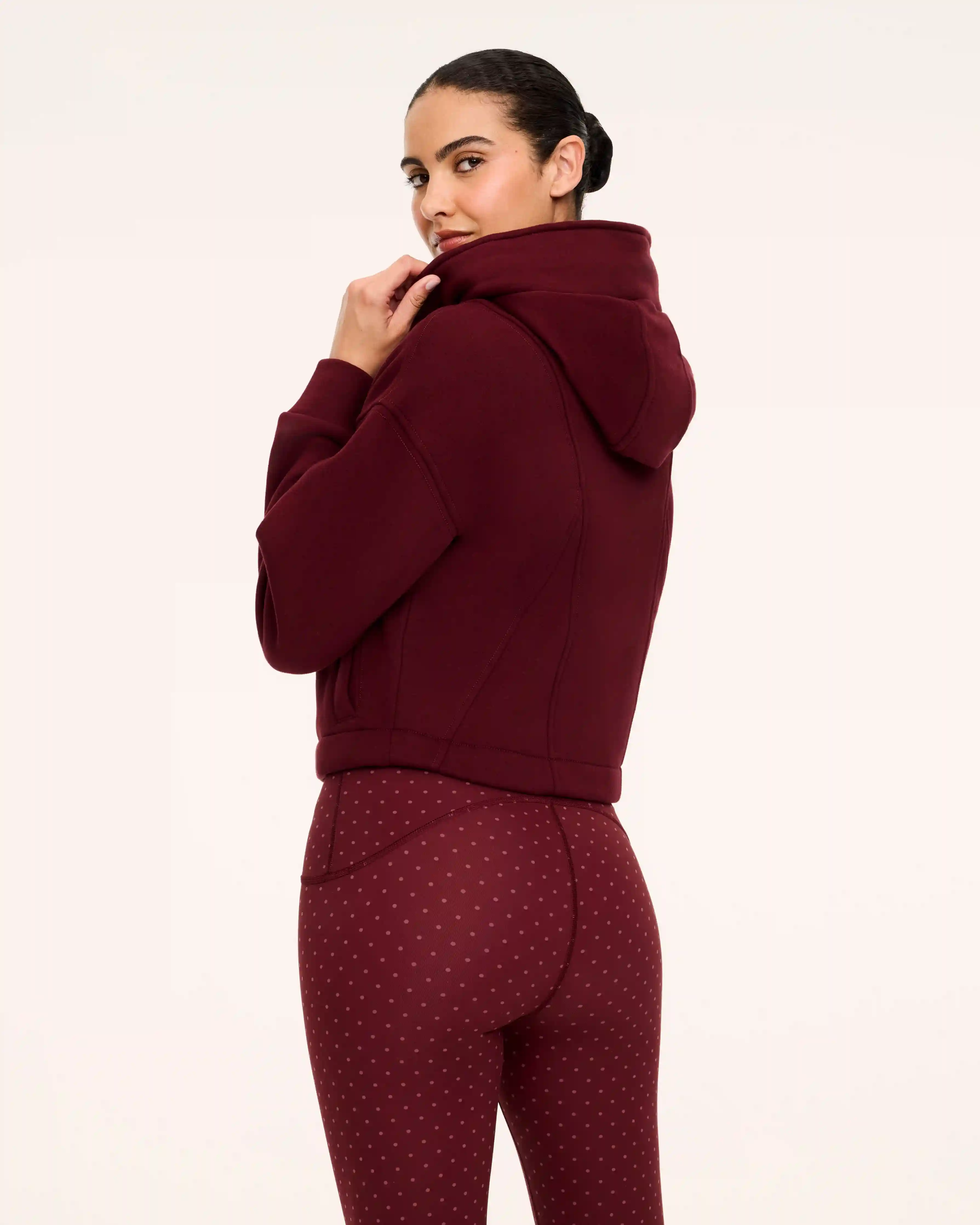 Alternative view of SPANX® BoostUp Cotton Fleece Full Zip Hoodie | Vino