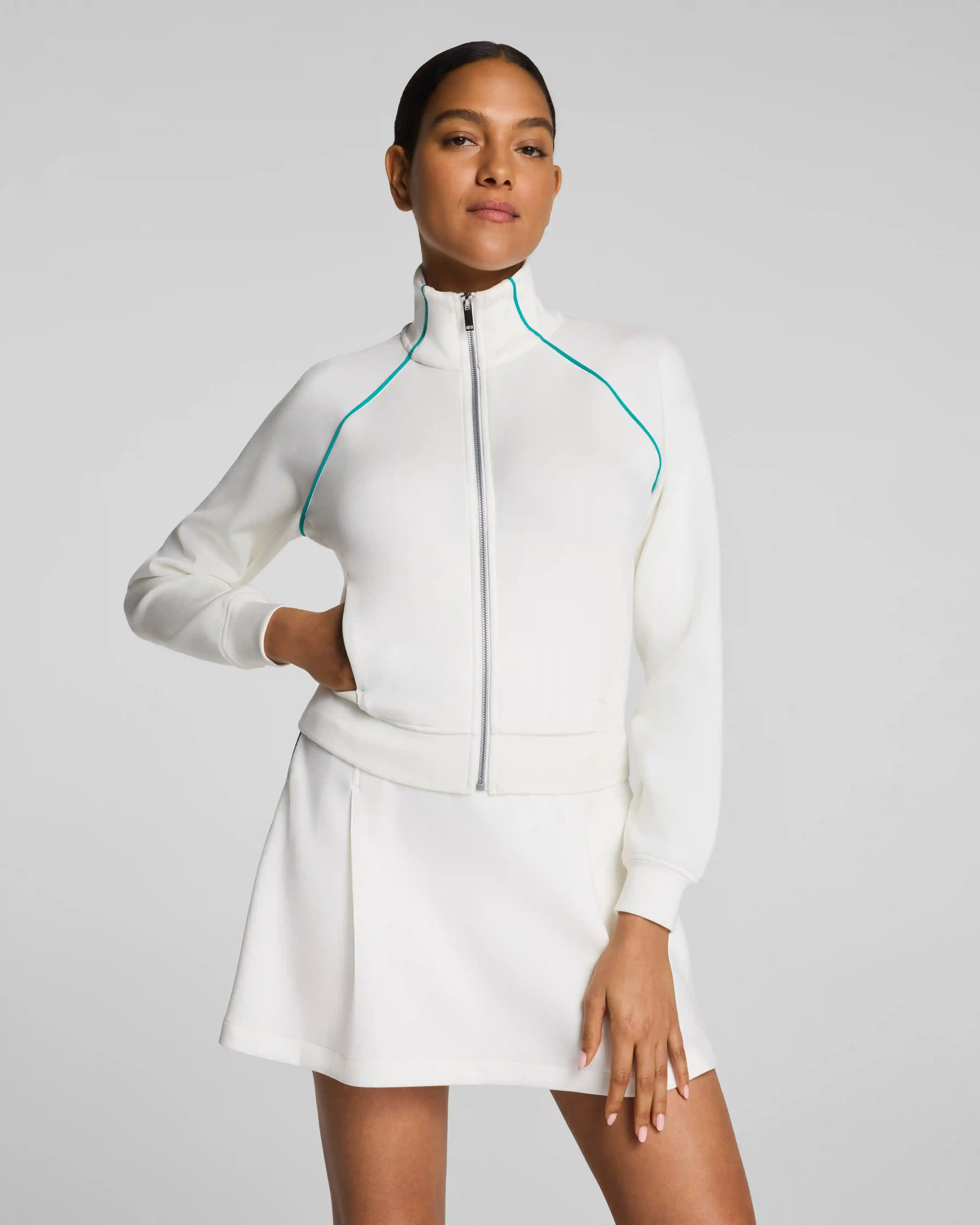 SPANX AirEssentials® Contrast Piping Track Jacket | Powder