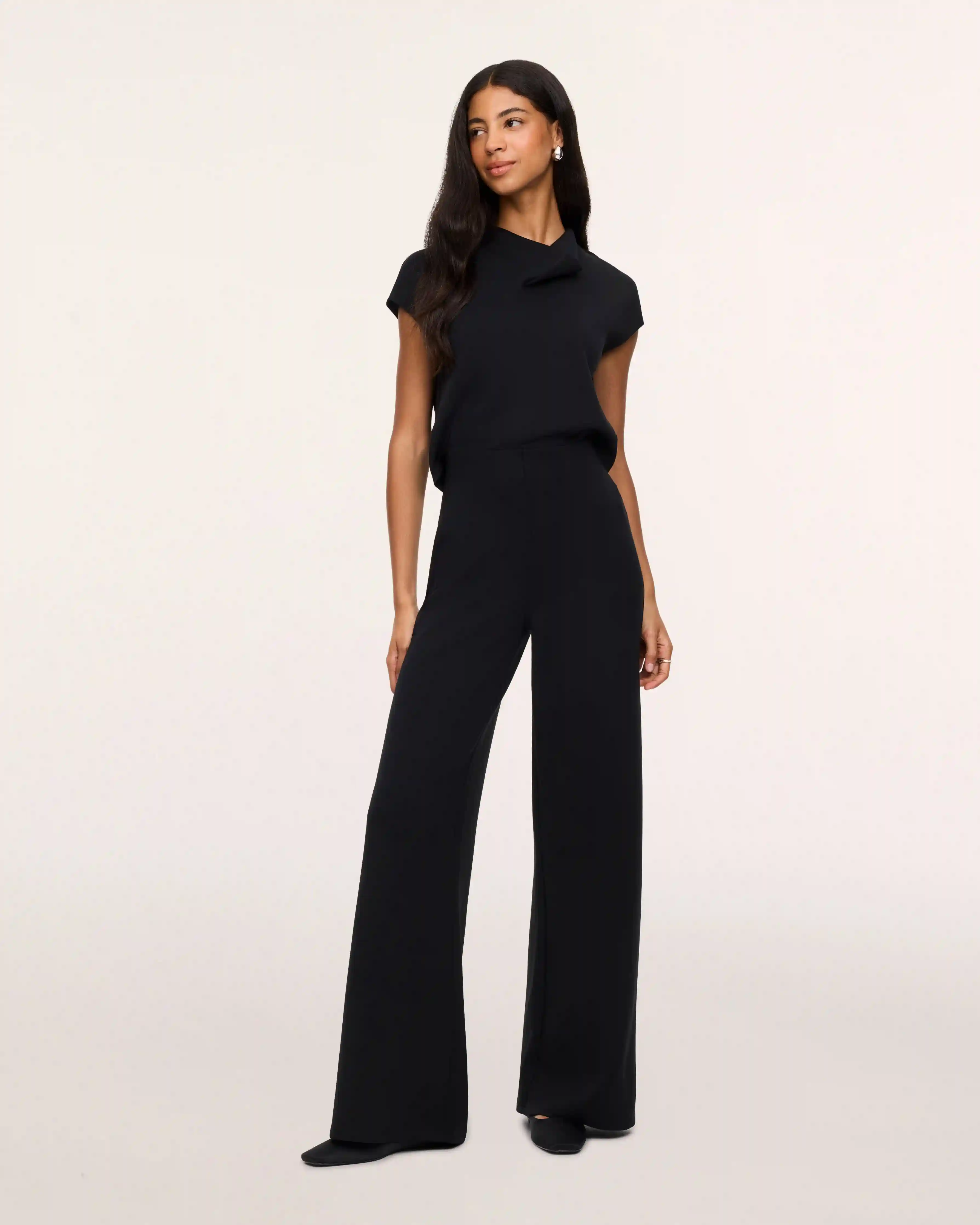 SPANX AirEssentials® Draped Cowl Neck Jumpsuit | Very Black