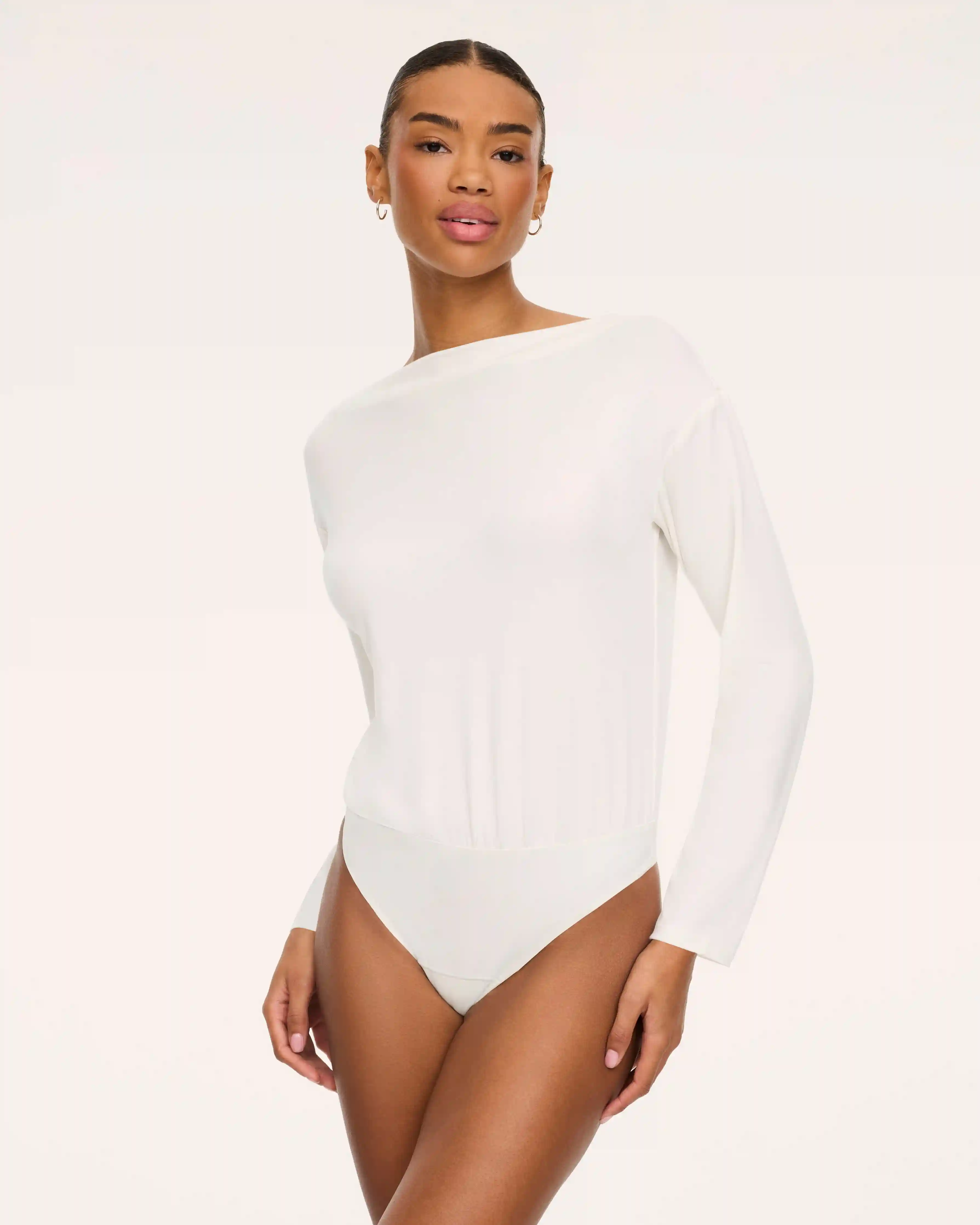 Alternative view of SPANX® CashKnit Slash Neck Long Sleeve Bodysuit | Ivory