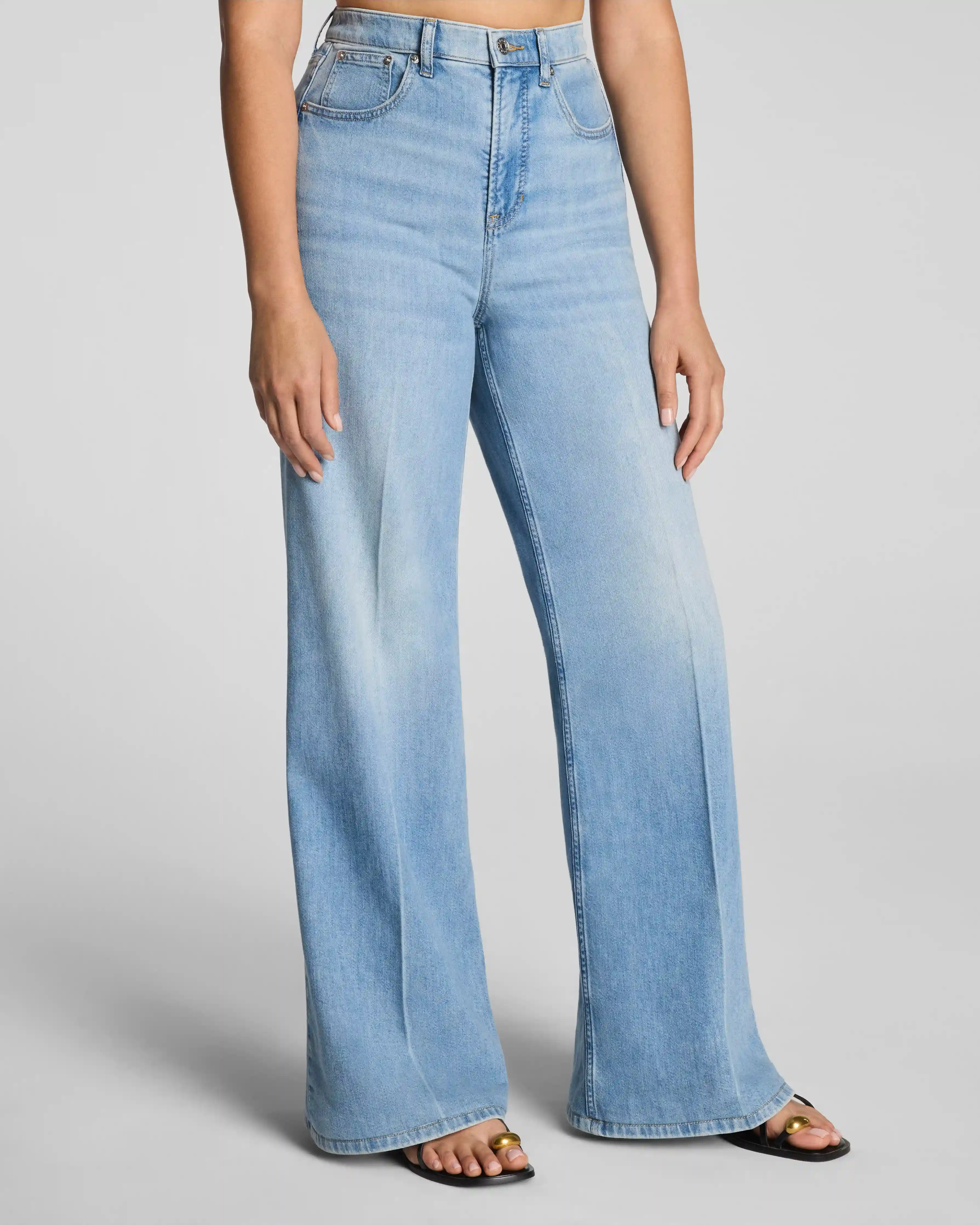 Alternative view of SPANXsupersmooth®  Authentic 360 Lightweight Super Wide Leg Jeans | Seaside Blue