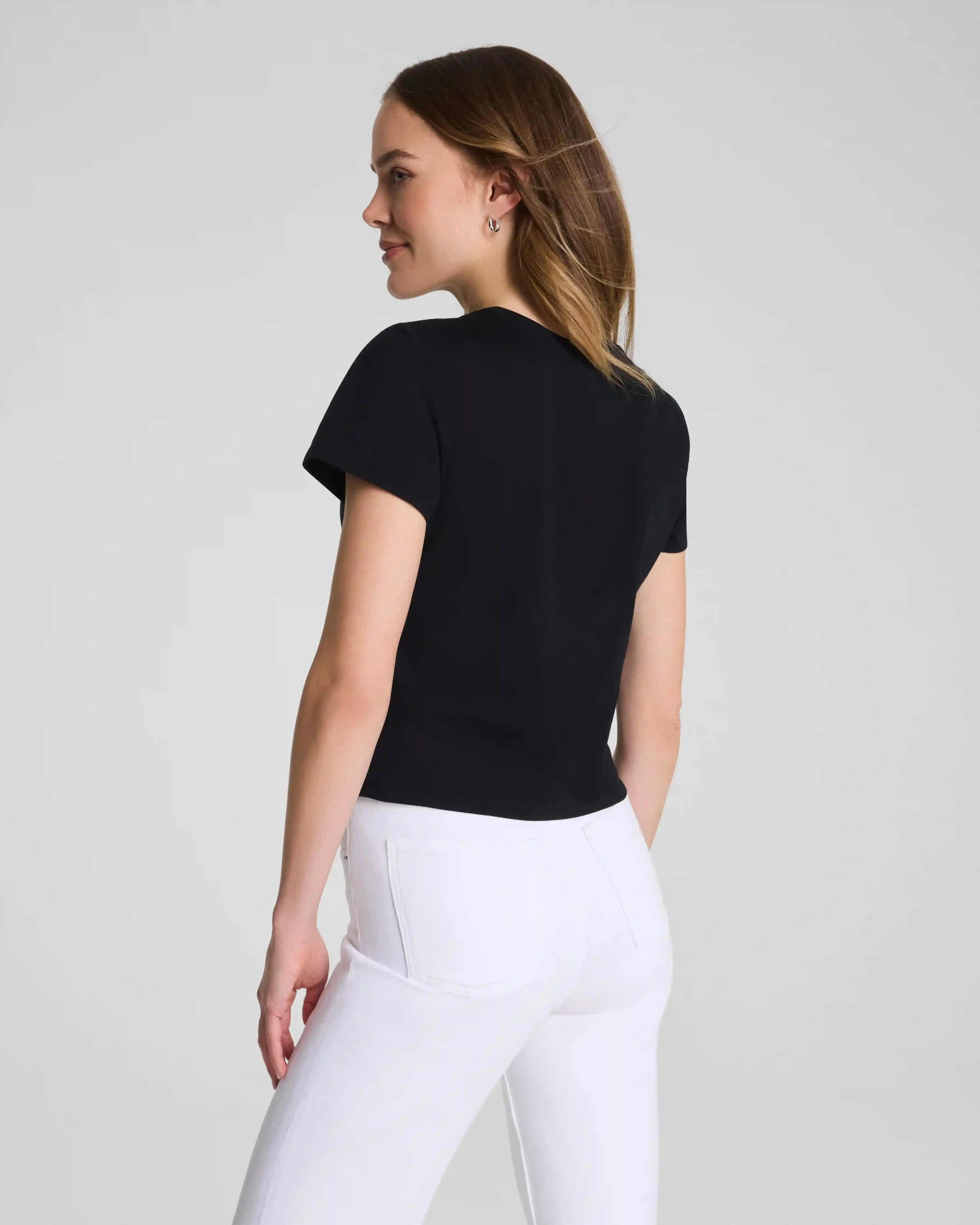 Alternative view of karla welch for SPANX® Cropped 70s Tee | Classic Black