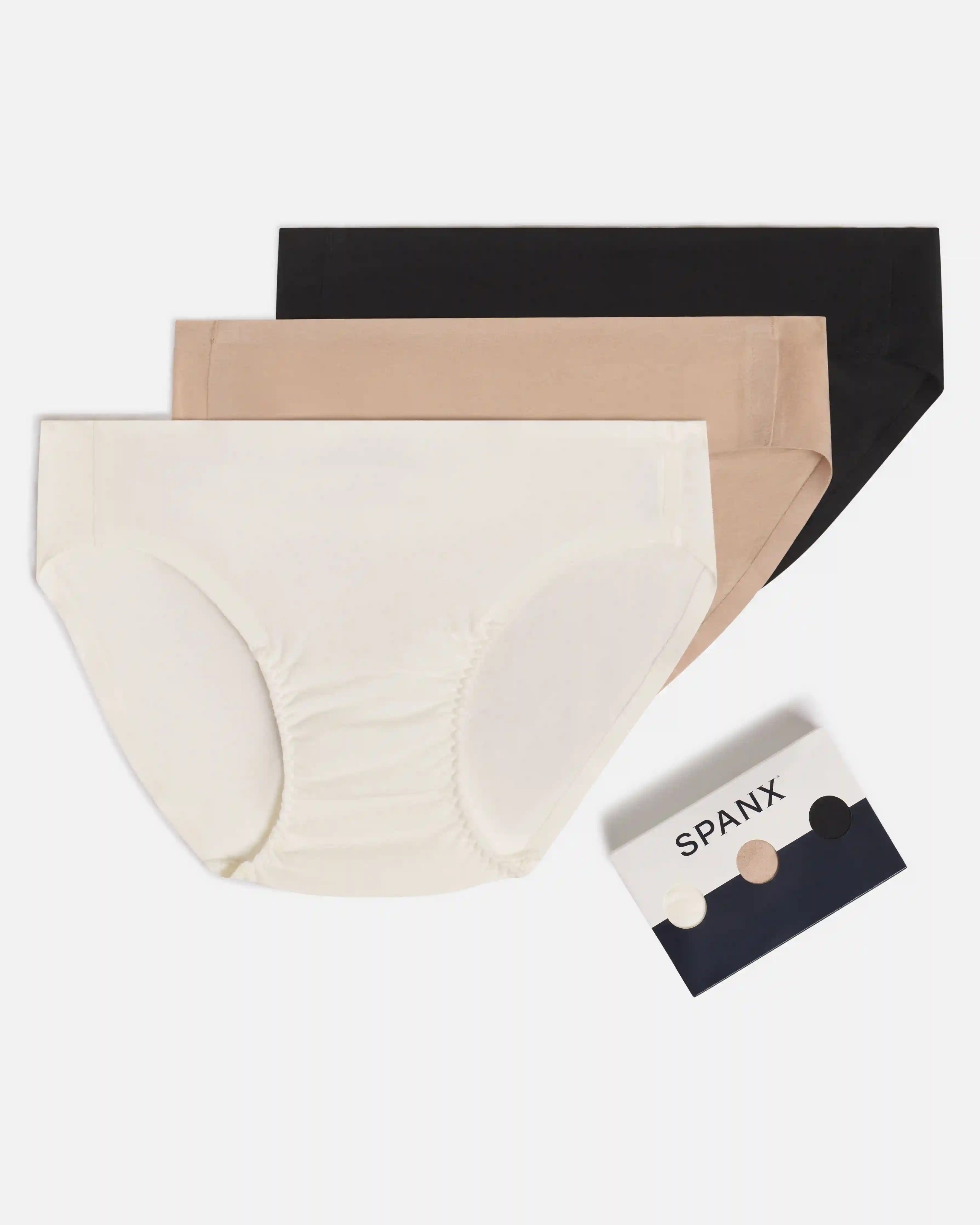 SPANXsmooth®  Fit-To-You Supima® Cotton Bikini 3-Pack | Powder/Toasted Oatmeal/Very Black