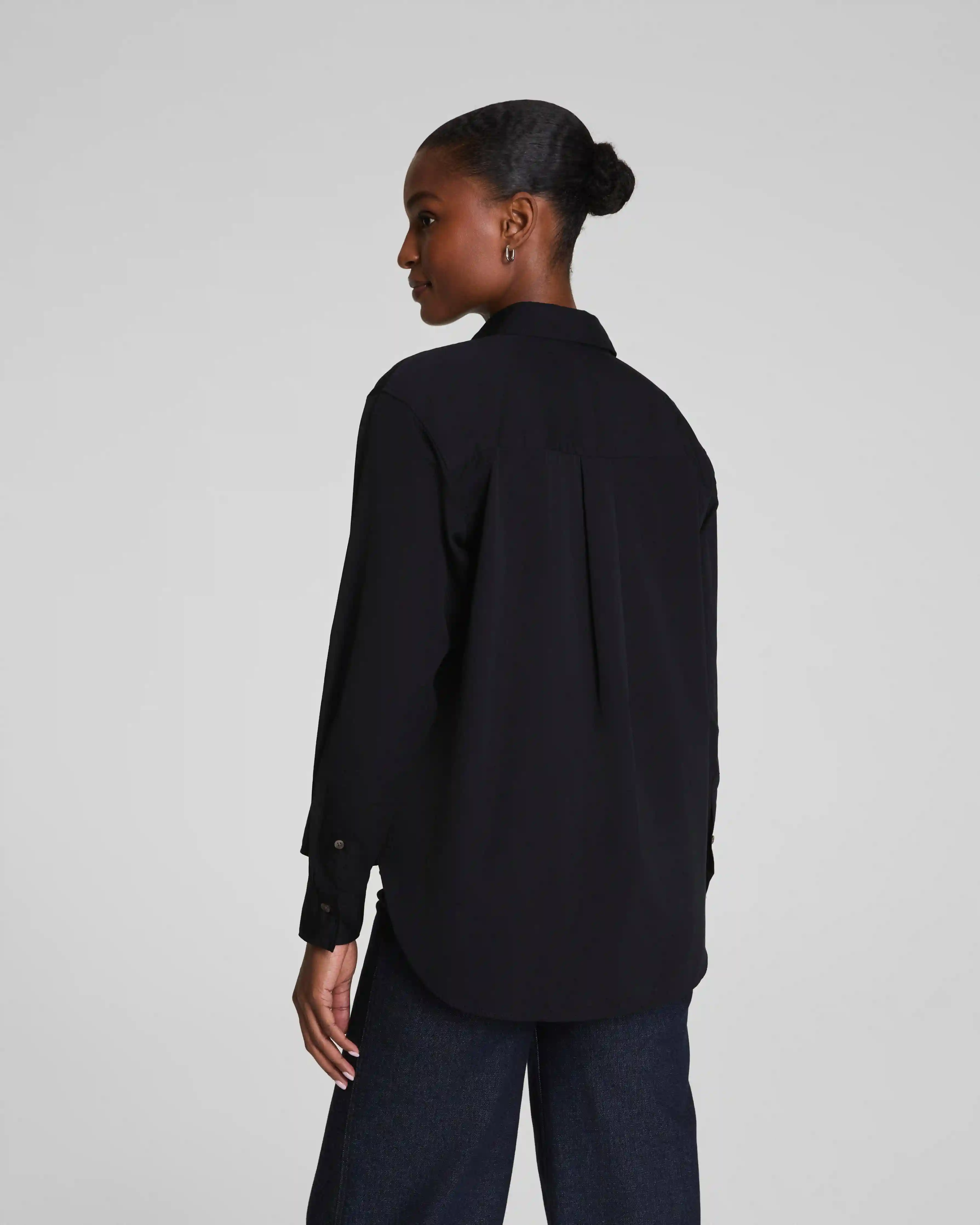 Alternative view of SPANX® Poplin Oversized Button-Up Shirt | Classic Black