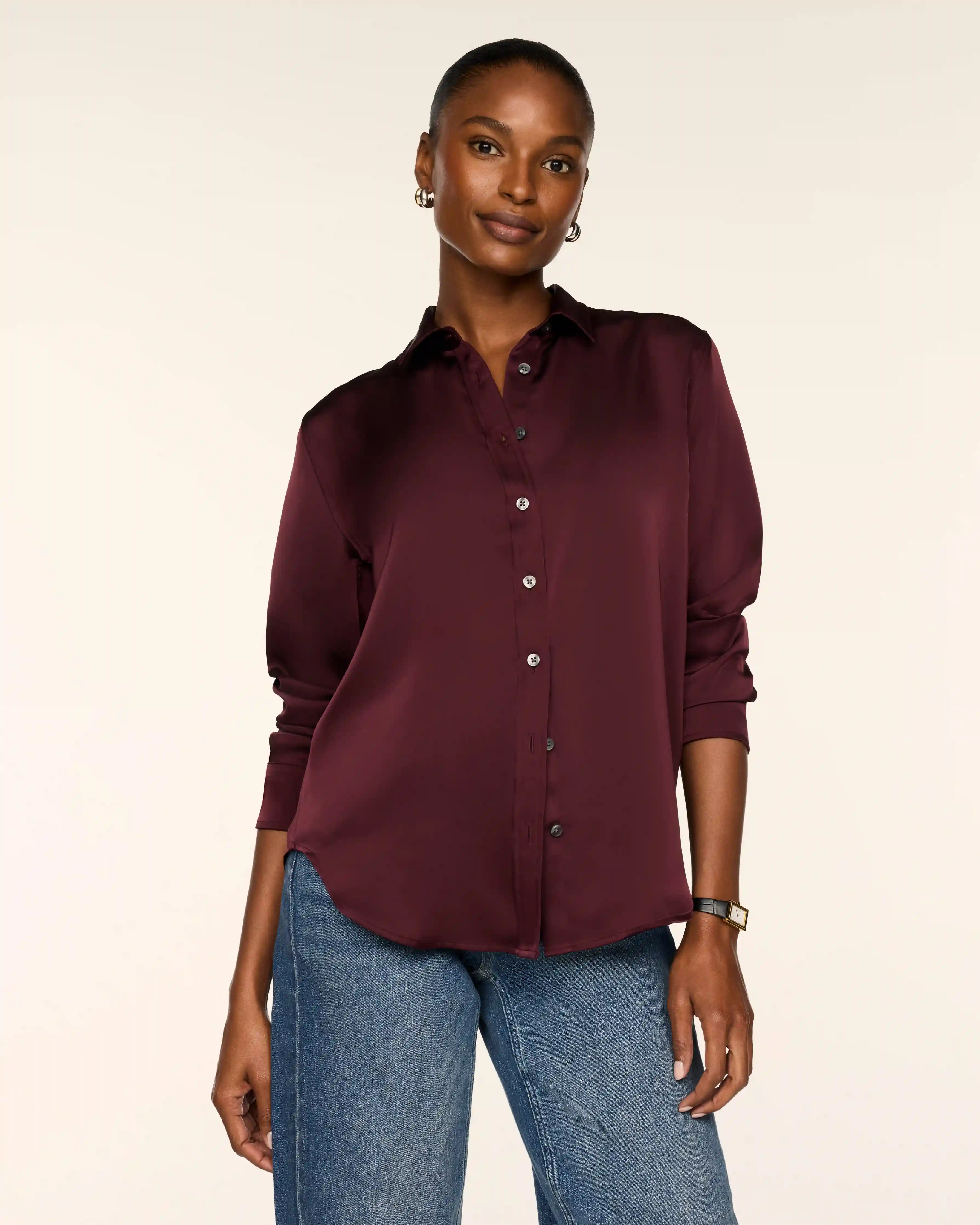 SPANX® Silky Smooth Button Down | Fig Noir