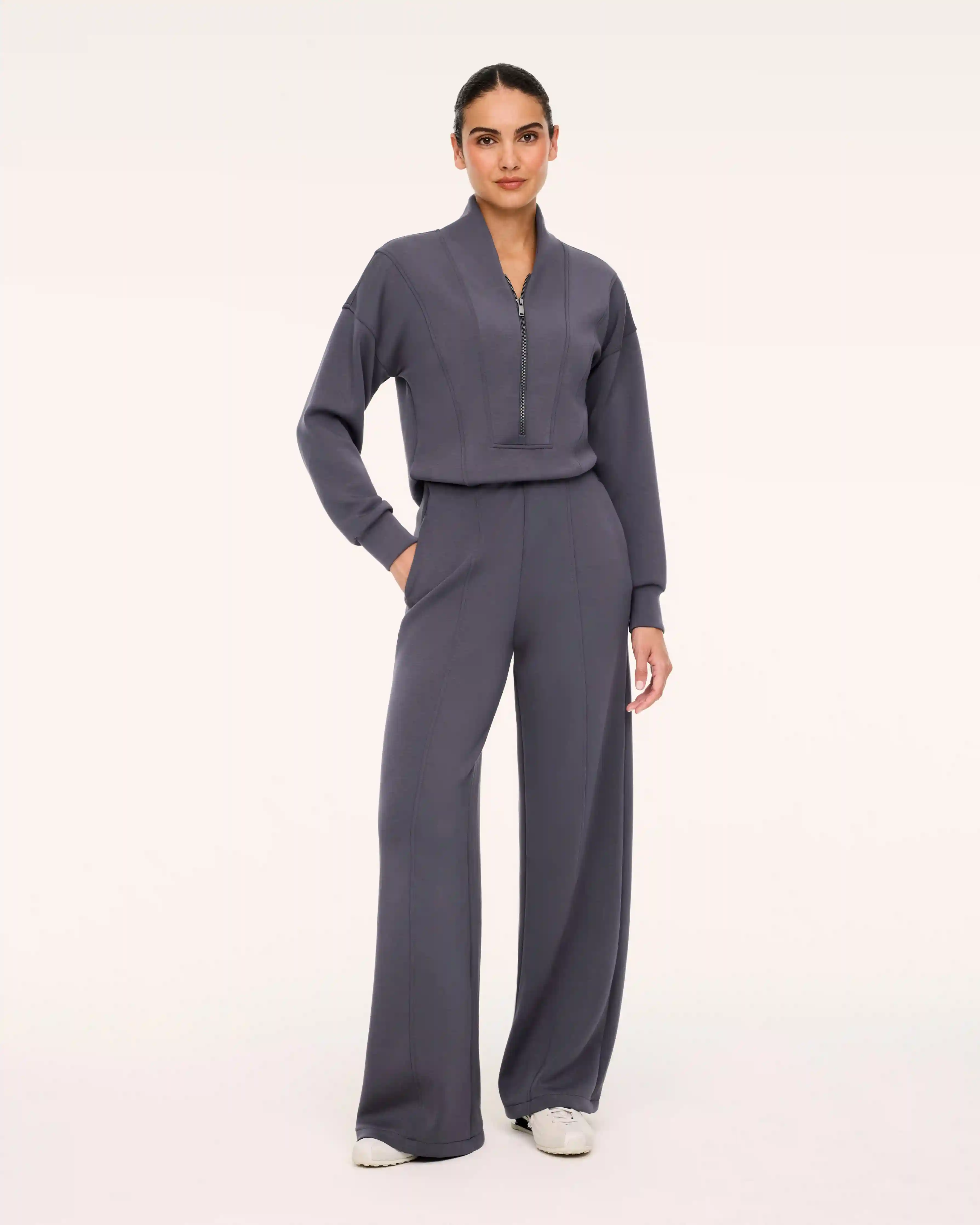 SPANX AirEssentials® Long Sleeve Shawl Collar Jumpsuit | Dark Slate