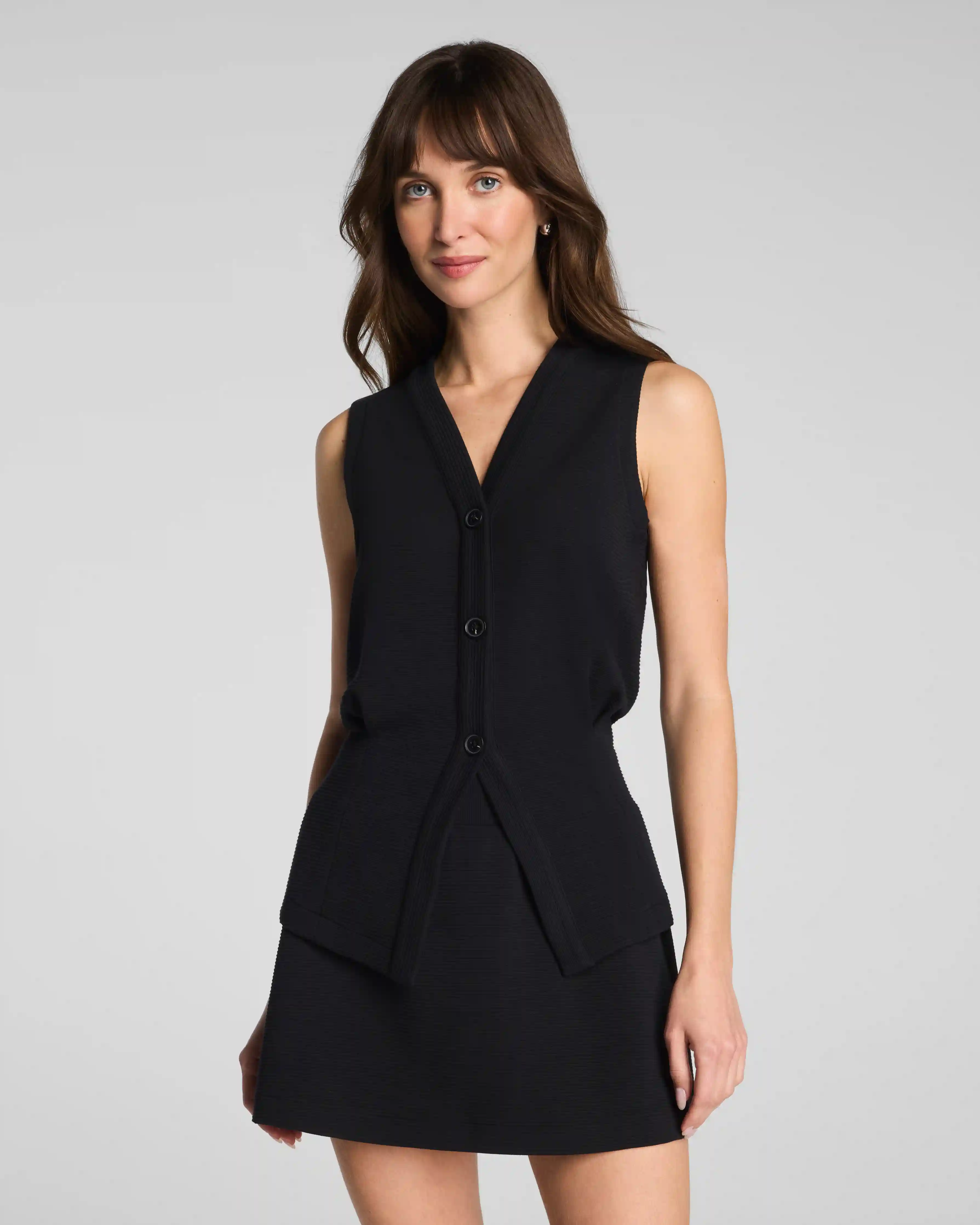 SPANX AirEssentials® French Rib Button-Down Vest | Very Black